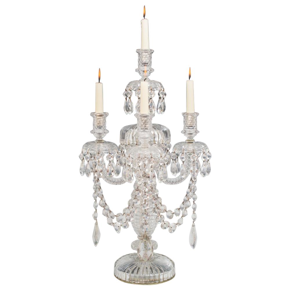 Large Elaborately Cut Single Candelabra by Perry & Co., London