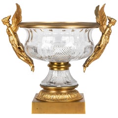 Large Empire Style Gilt-Bronze and Cut-Glass 'Grande Coupe' Urn Centerpiece
