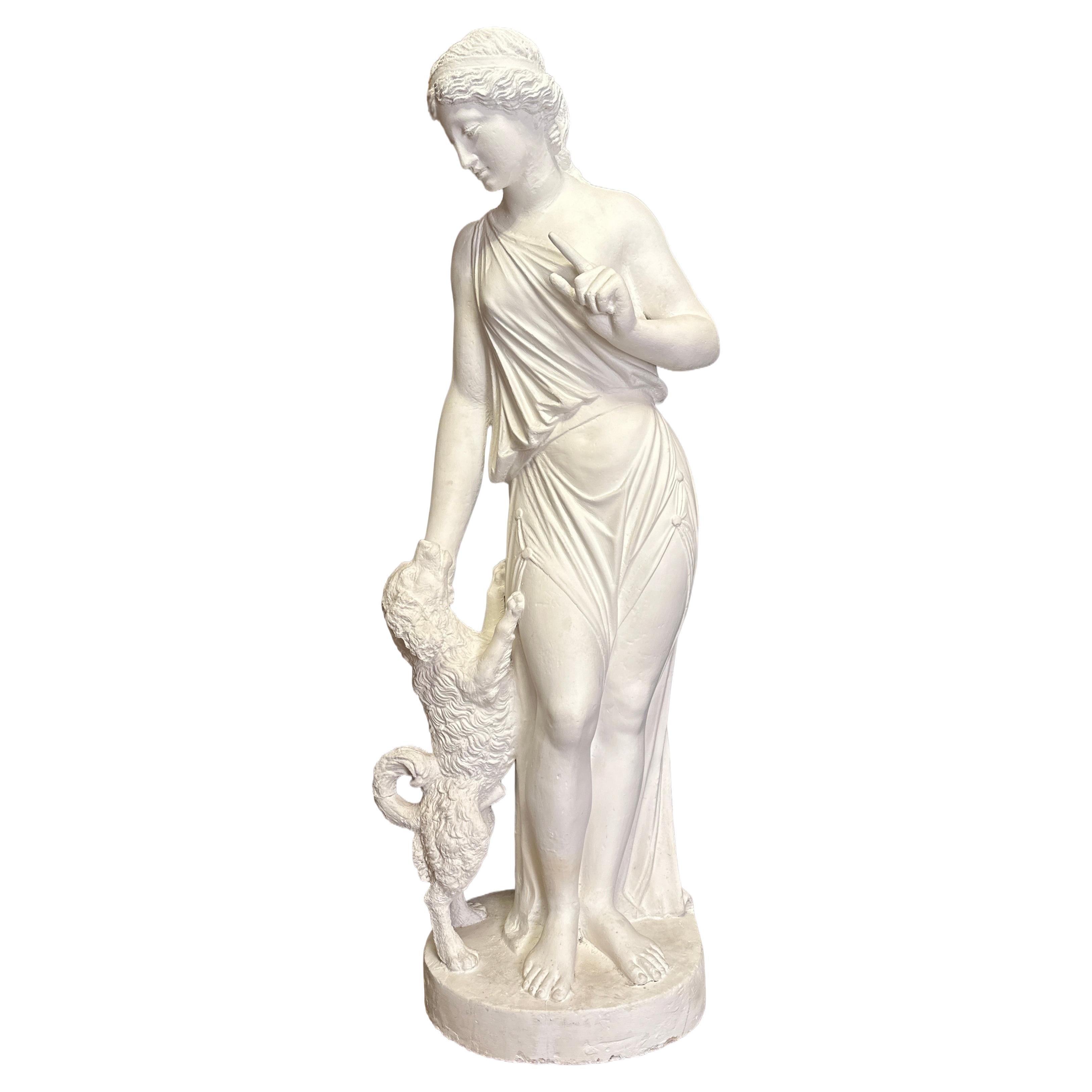 A large English Antique Plaster " Fidelity" Statue  For Sale
