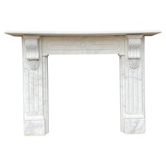 Large English Antique Statuary White Marble Fireplace Mantel