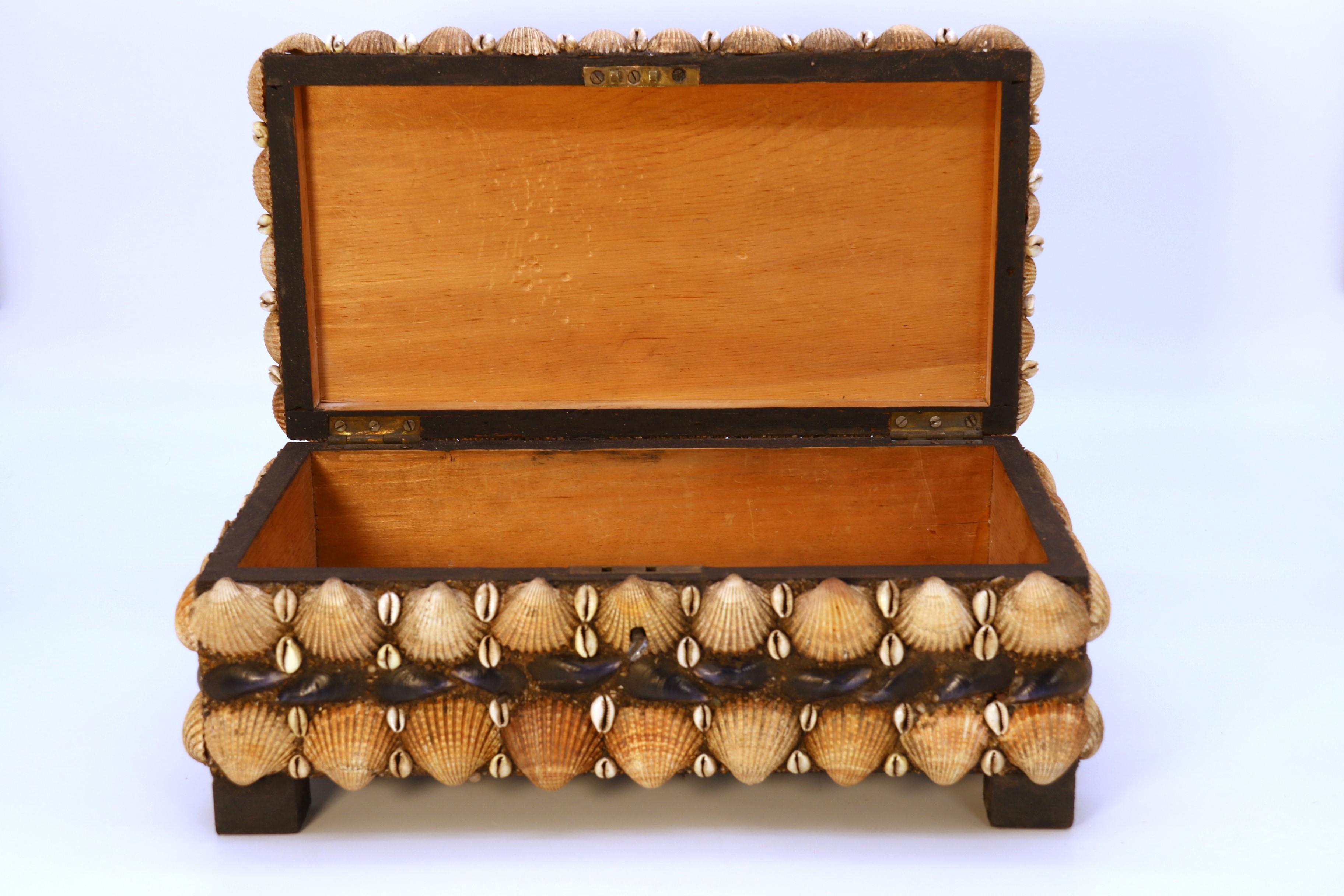 A large English early 20th century folk art shellwork box, circa 1930 For Sale 5
