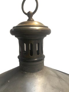 Large English Hammered Metal and Glass Fixture