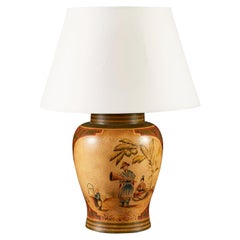 A Large English Lacquer Chinoiserie Vase as a Table Lamp