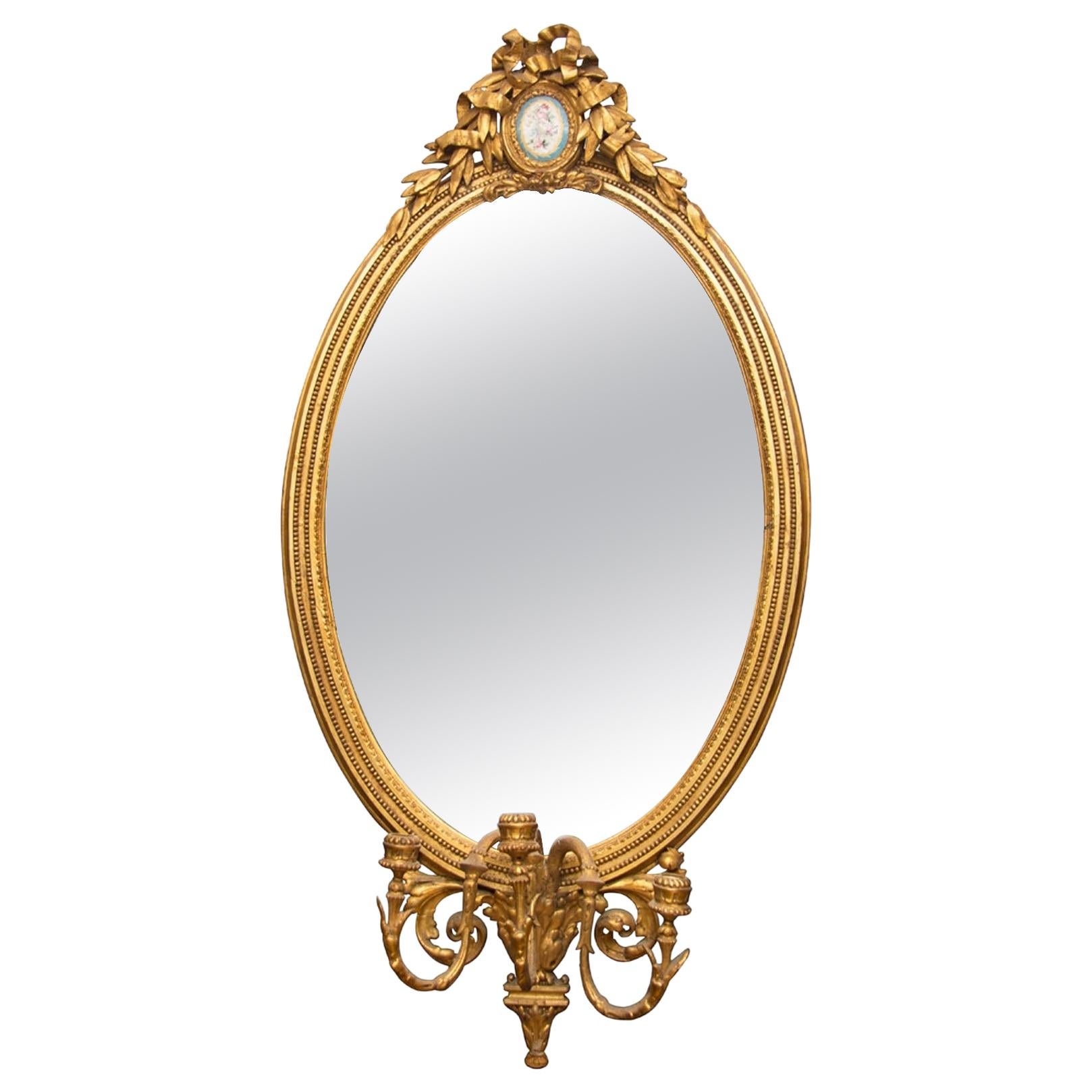 Large English Oval Overmantle Mirror