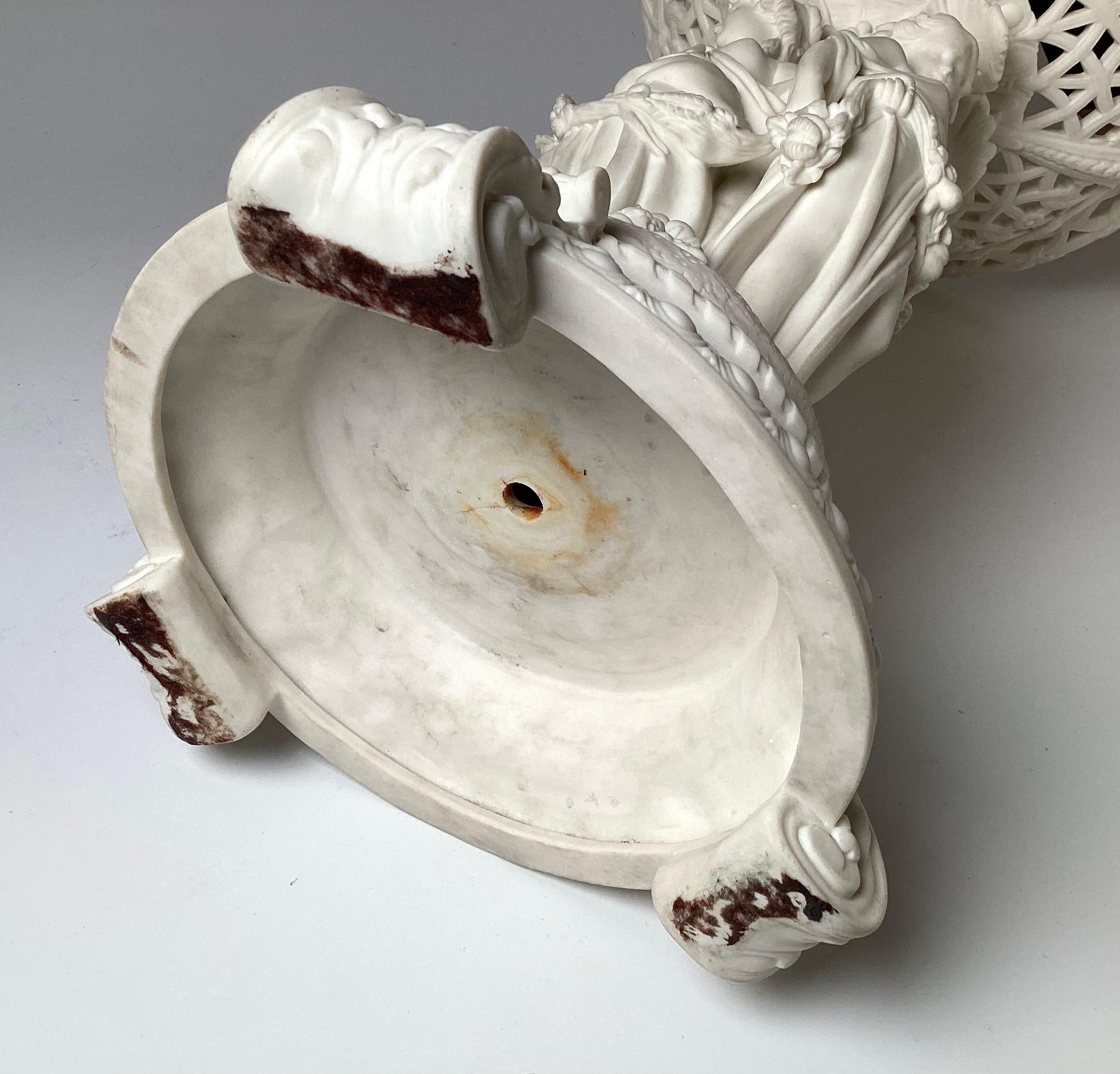 A Large English Parian Porcelain Figural Centerpiece Bowl For Sale 9