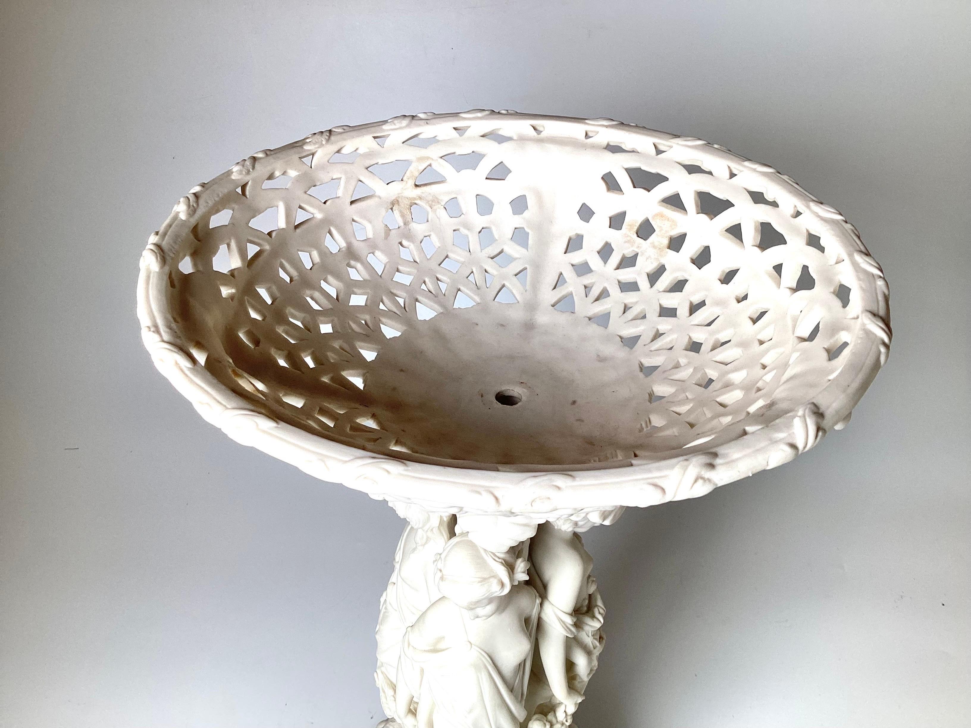 A Large English Parian Porcelain Figural Centerpiece Bowl For Sale 1