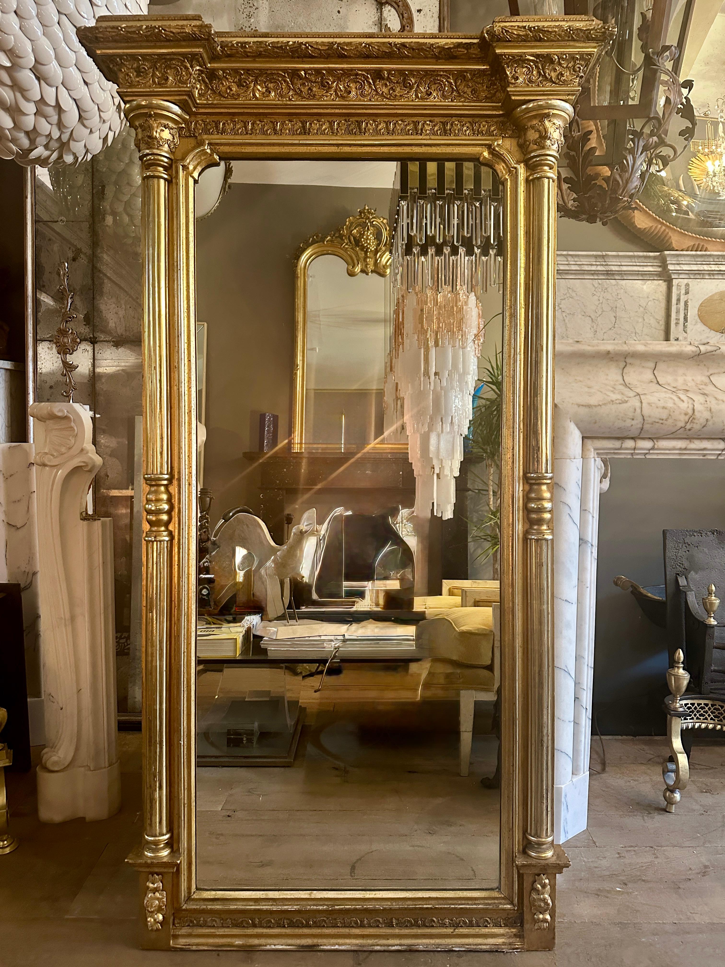 Early 19th Century A Large English Regency Gilt  Pier Mirror For Sale