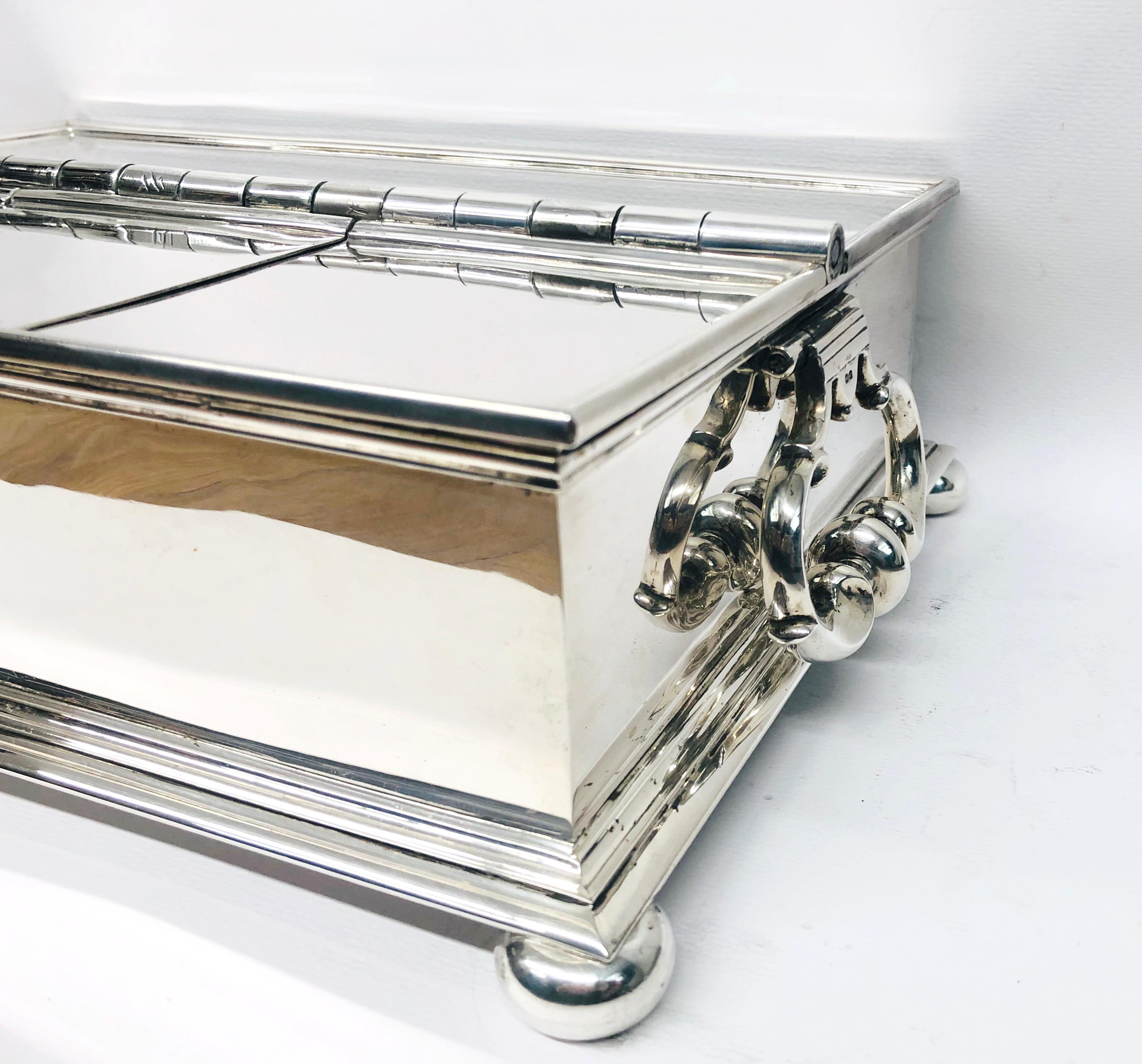 Sterling Silver Large English Silver Casket or Spice Box by William Comyns & Sons Ltd For Sale