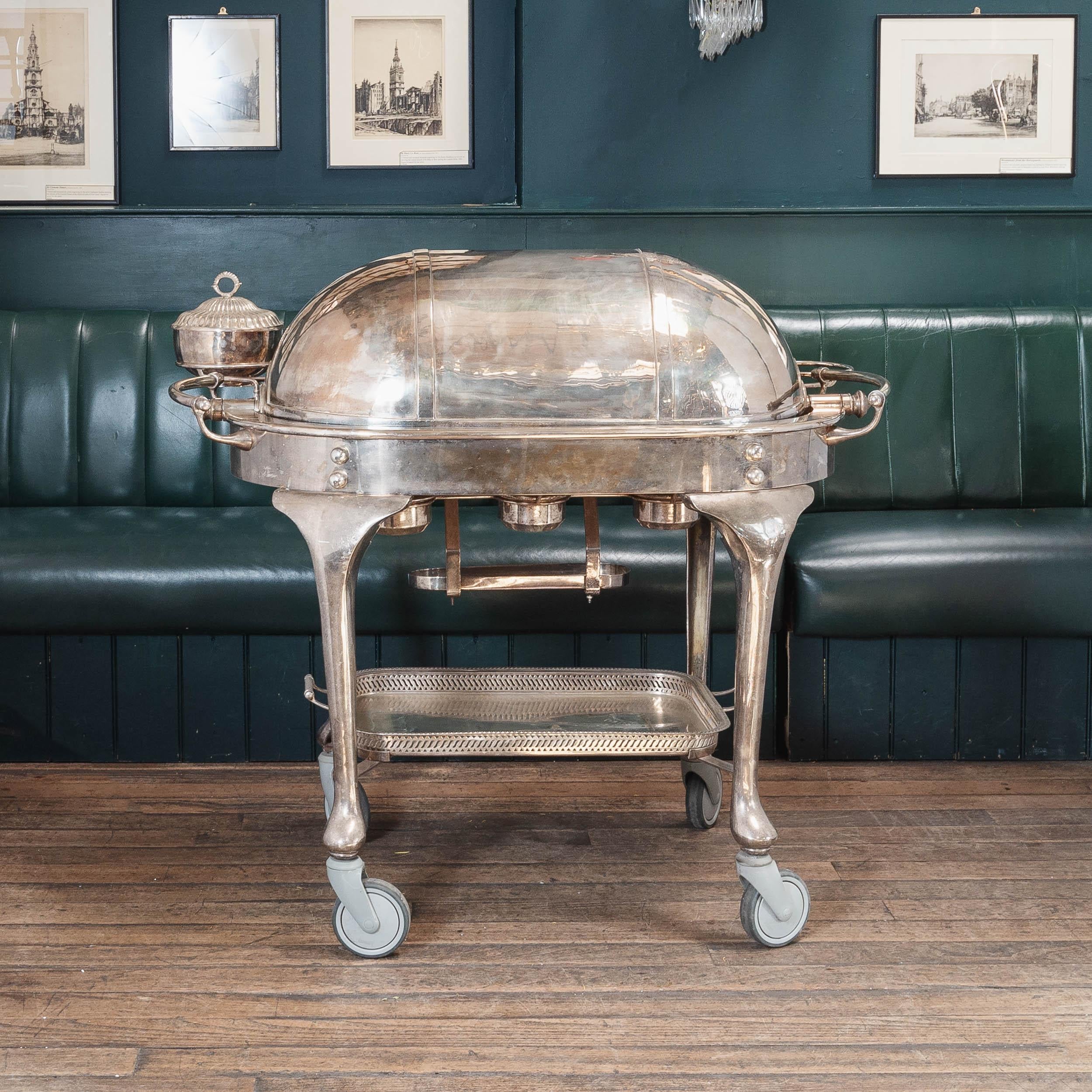 A Large English Silver Plated Beef Carving Trolley For Sale 2