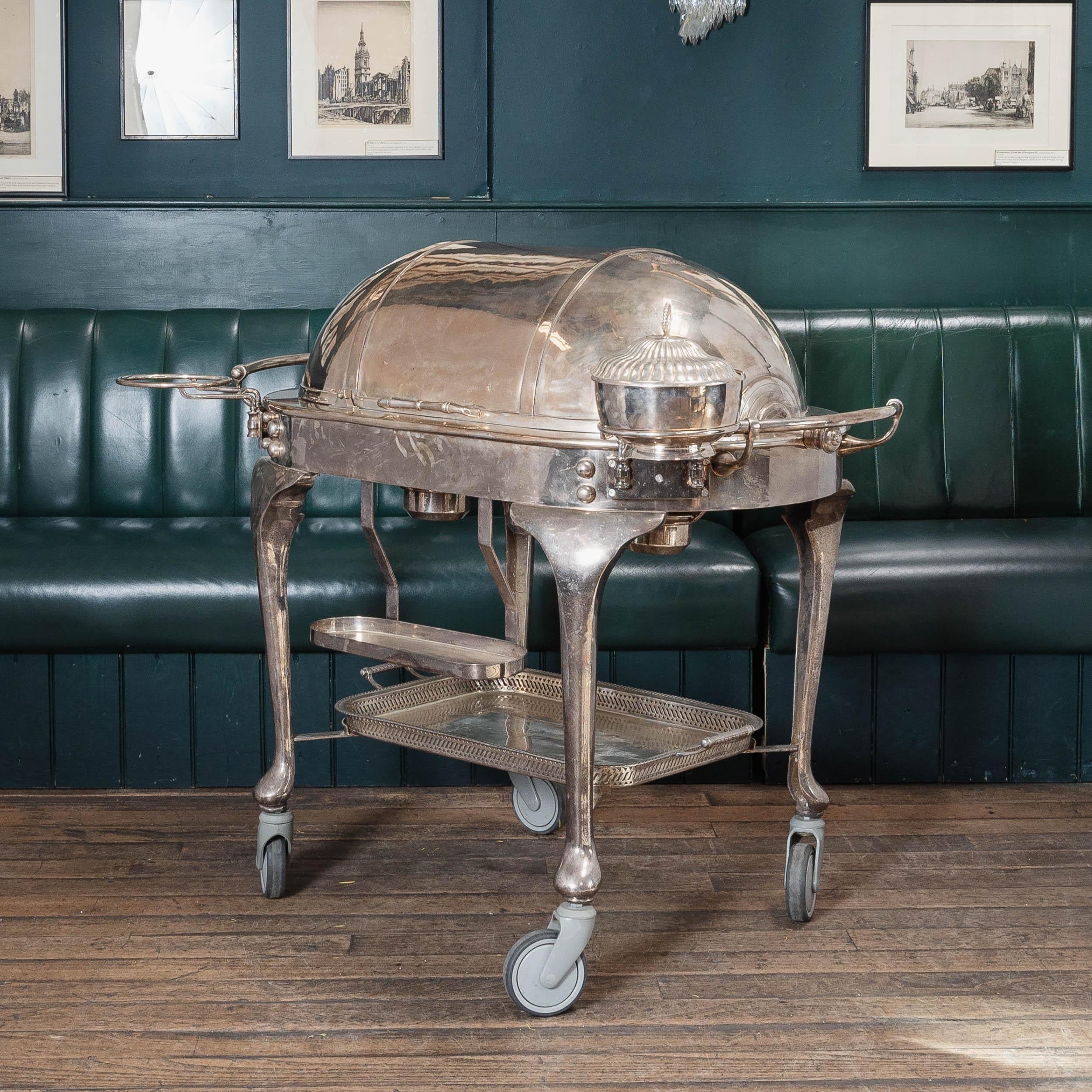 A Large English Silver Plated Beef Carving Trolley For Sale 3
