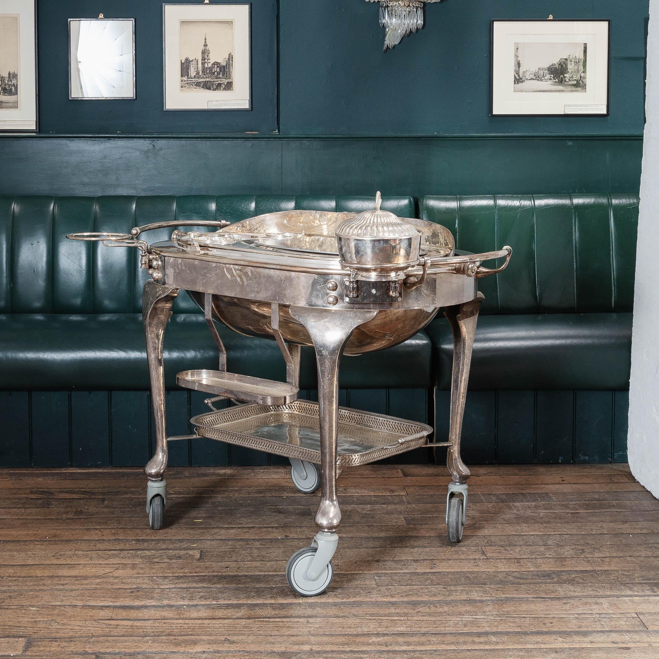 A Large English Silver Plated Beef Carving Trolley For Sale 4