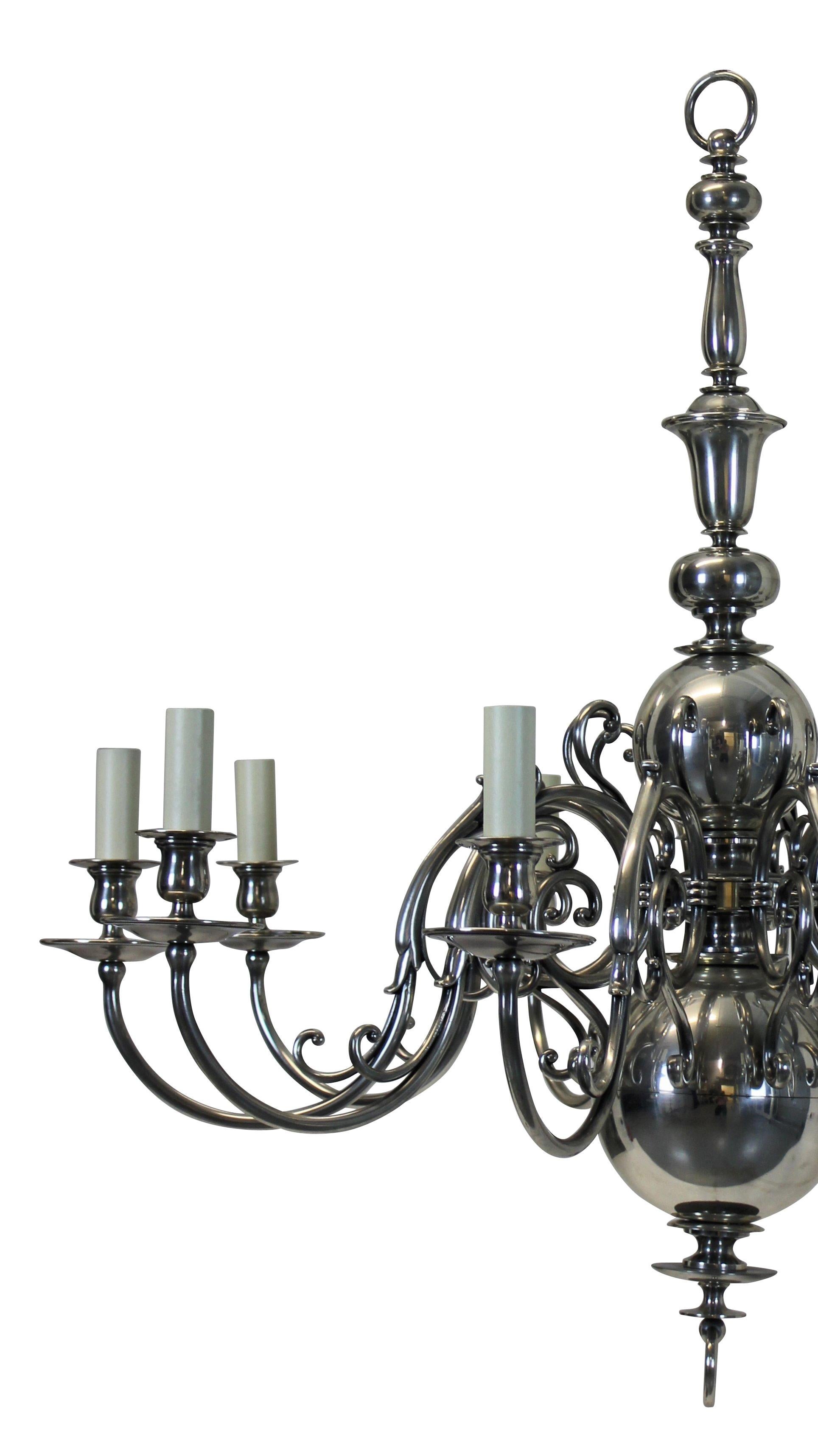 Dutch Large English Silver Plated Chandelier