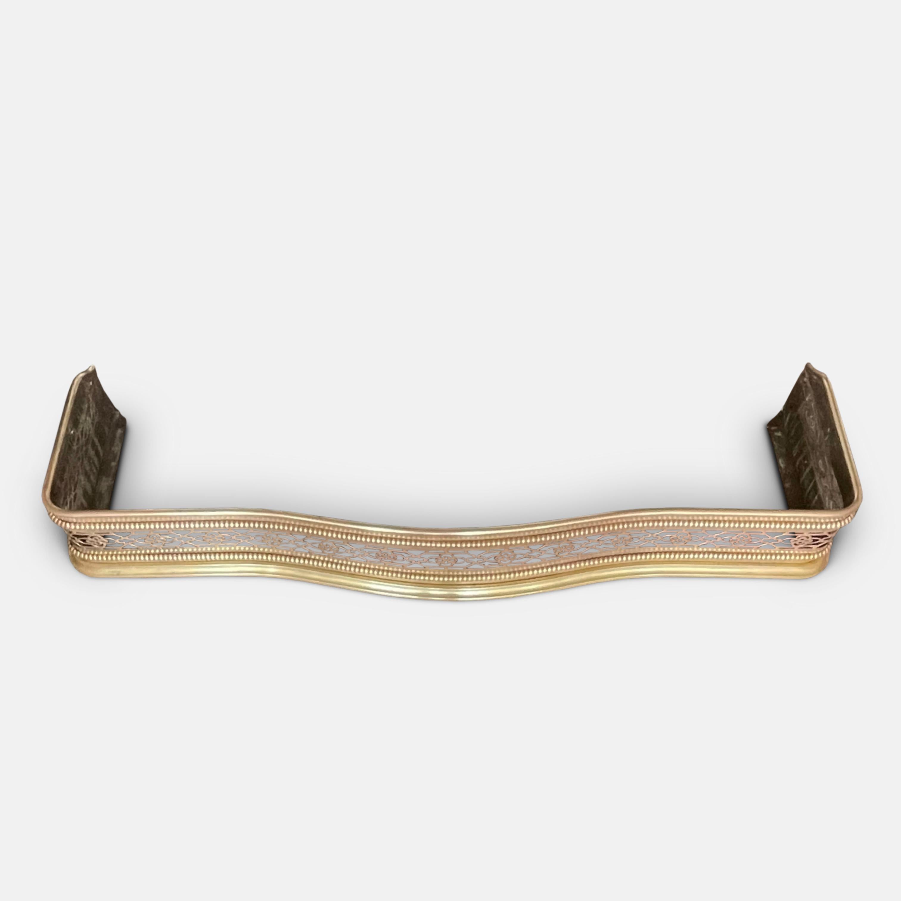 Large English Solid Brass Late Georgian Fireplace Fender 4