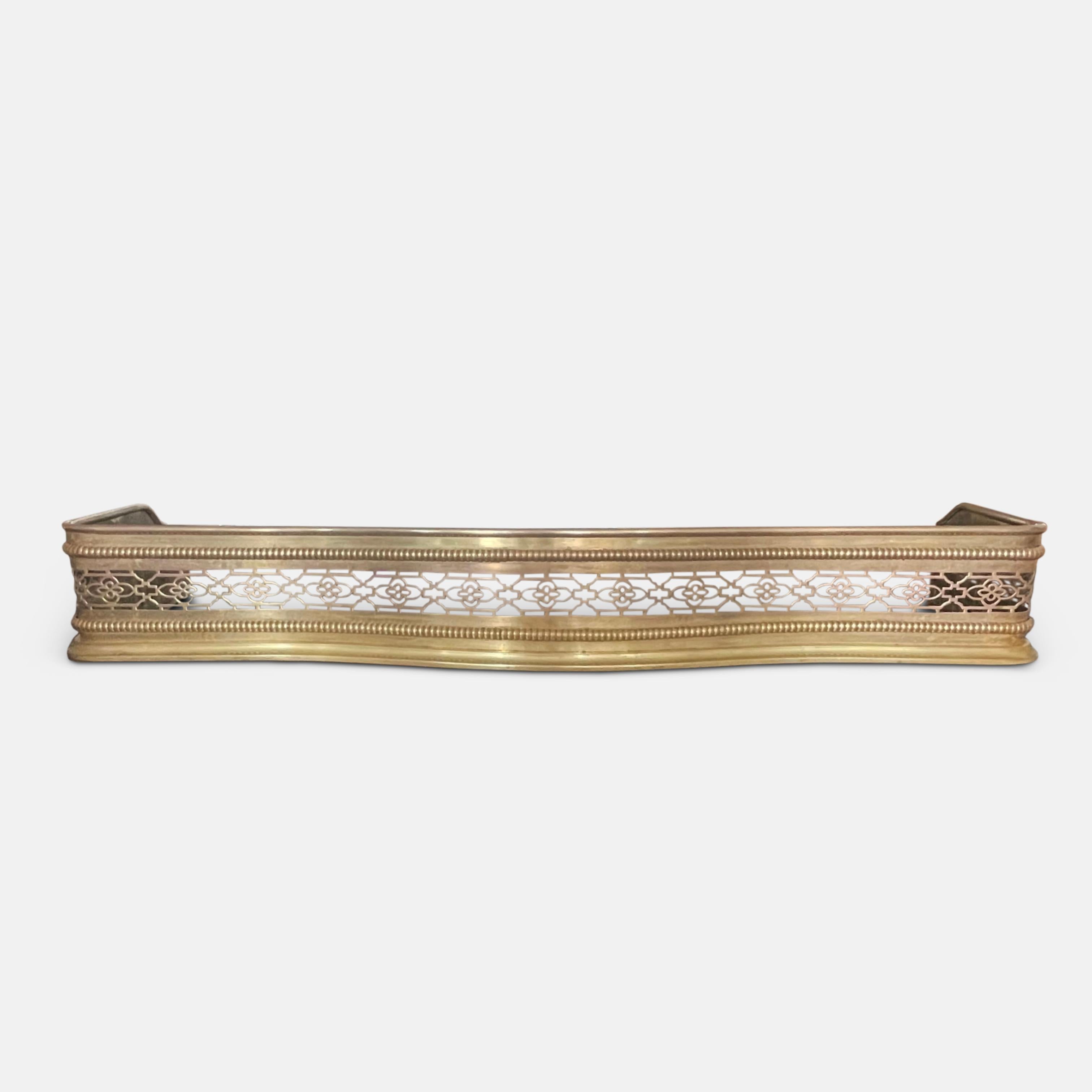 Large English Solid Brass Late Georgian Fireplace Fender For Sale 5