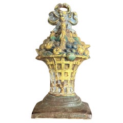 A Large English Victorian Cast Iron Painted Doorstops, 19th Century