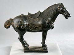 A Large & Finely Cast Chinese Bronze Sui or Tang Style Horse, Late Qing Dynasty