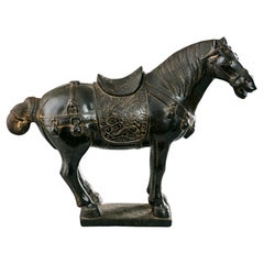 Antique A Large & Finely Cast Chinese Bronze Sui or Tang Style Horse, Late Qing Dynasty