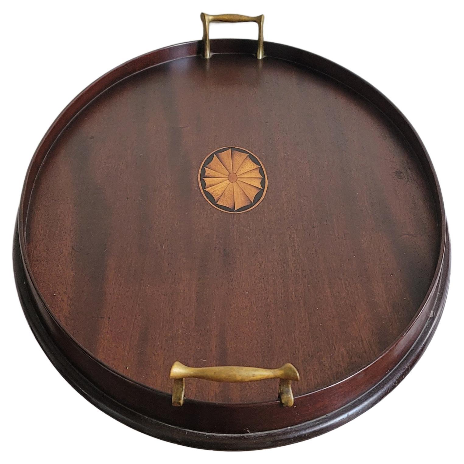 oval wooden tray with handles