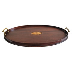 A Large, Finely Inlaid George III Victorian Mahogany Oval Butler's Tray