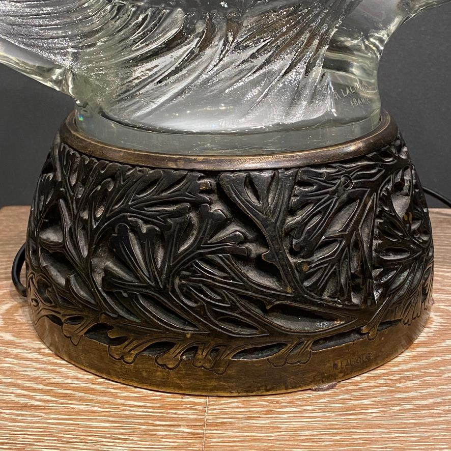 Art Deco Large Fish Glass Sculpture  and Its Bronze Socle by Ren�é Lalique