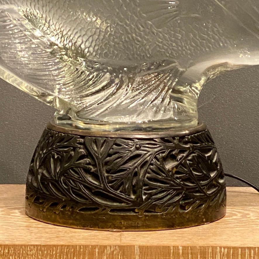 Molded Large Fish Glass Sculpture  and Its Bronze Socle by René Lalique