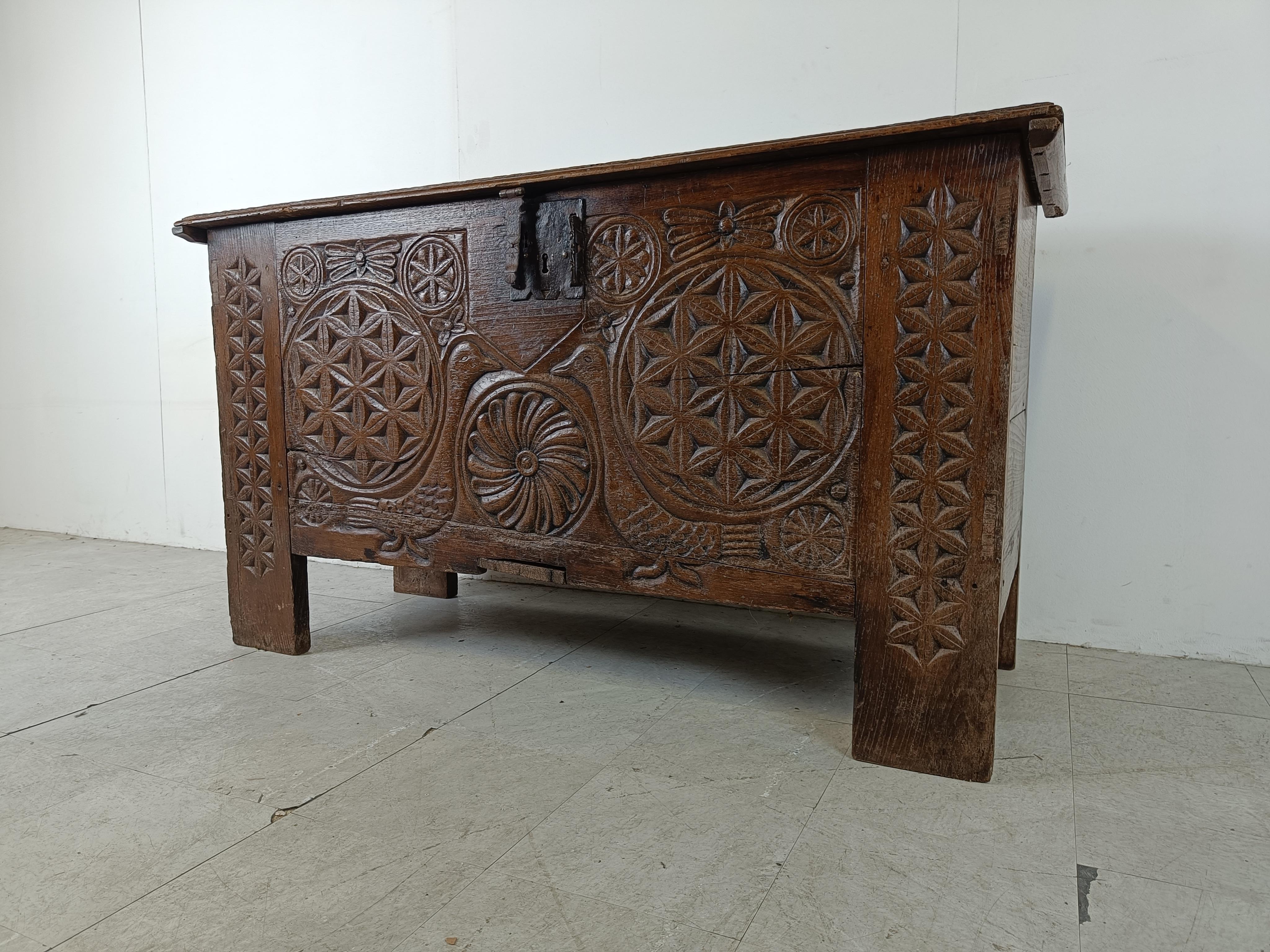 Neoclassical A large flemish 18th century oak chest For Sale