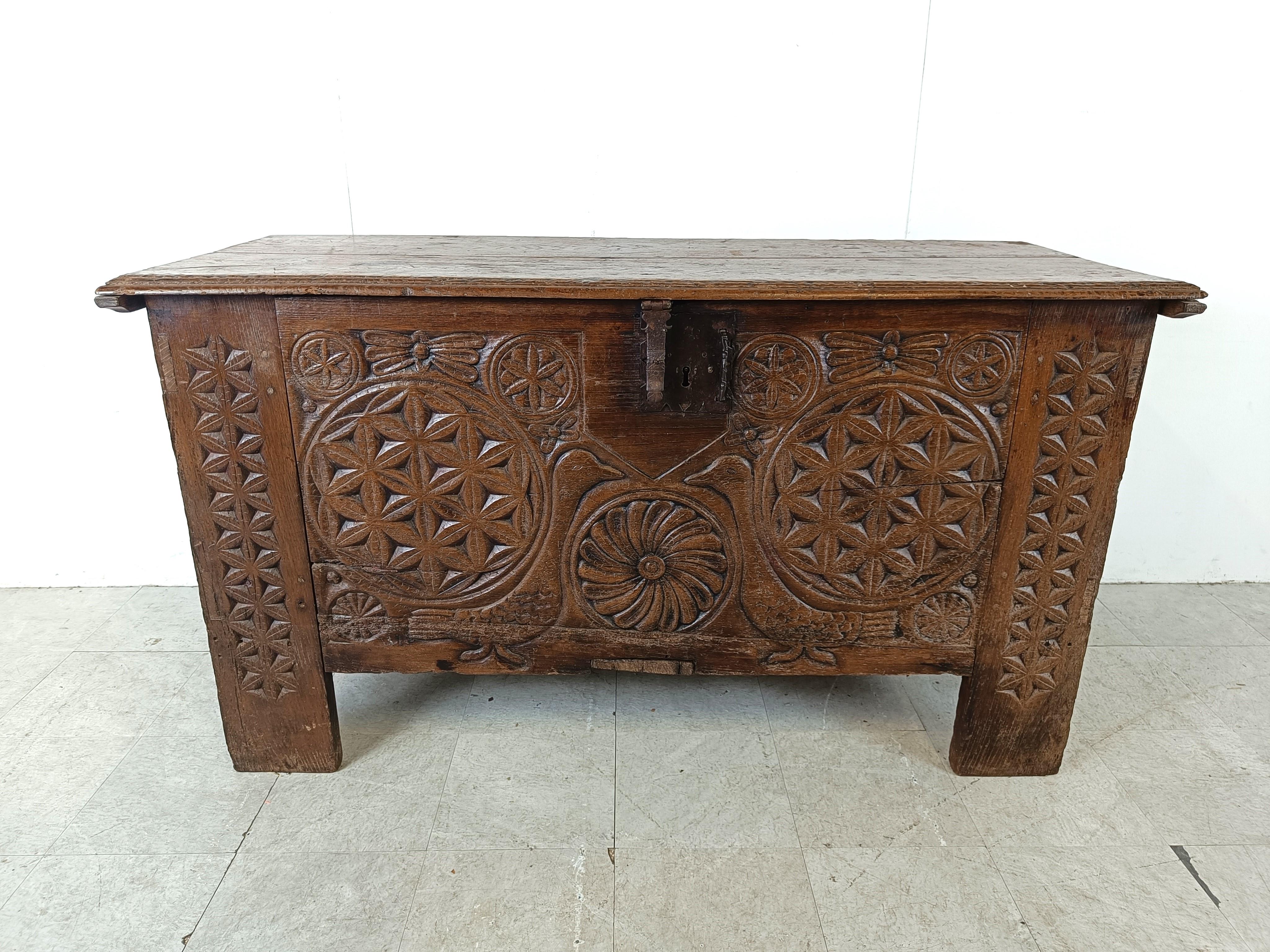 A large flemish 18th century oak chest In Good Condition For Sale In HEVERLEE, BE