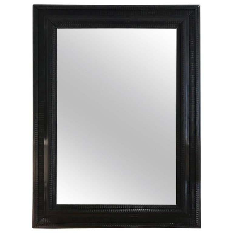 Large Flemish Ebonised Carved Wood Ripple Frame Mirror at 1stDibs