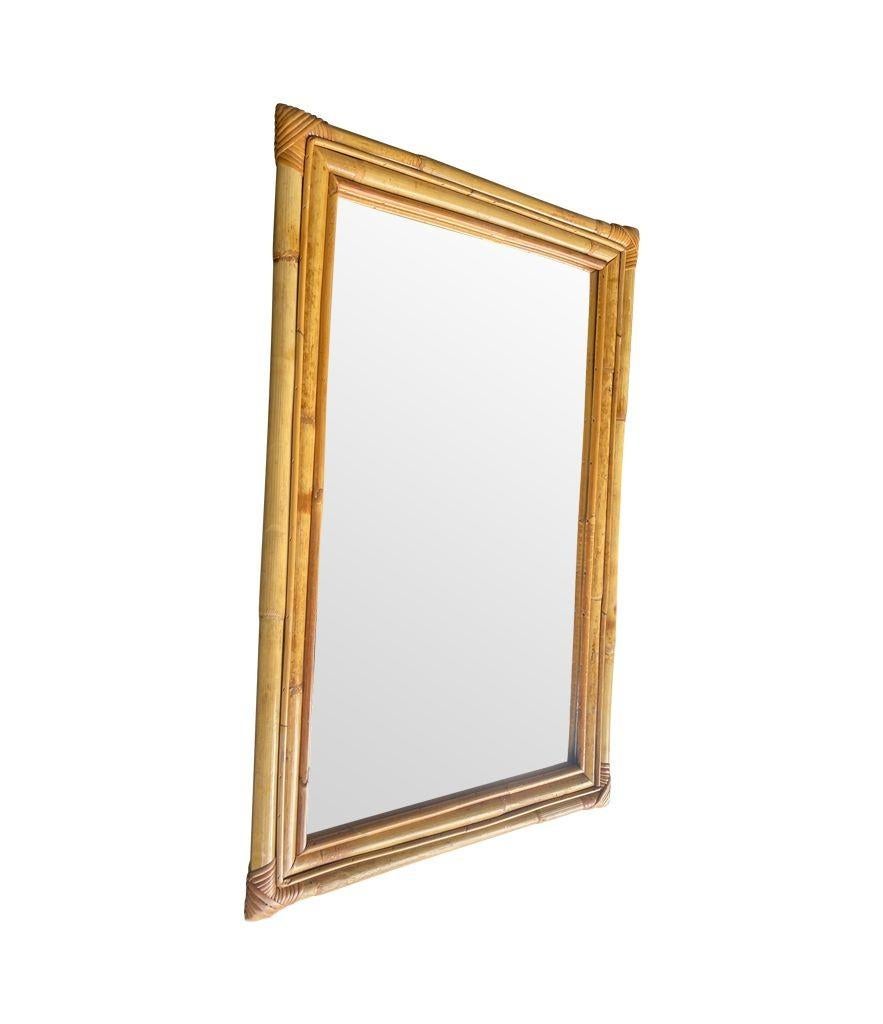 Large French 1970s Bamboo Framed Mirror In Good Condition In London, GB