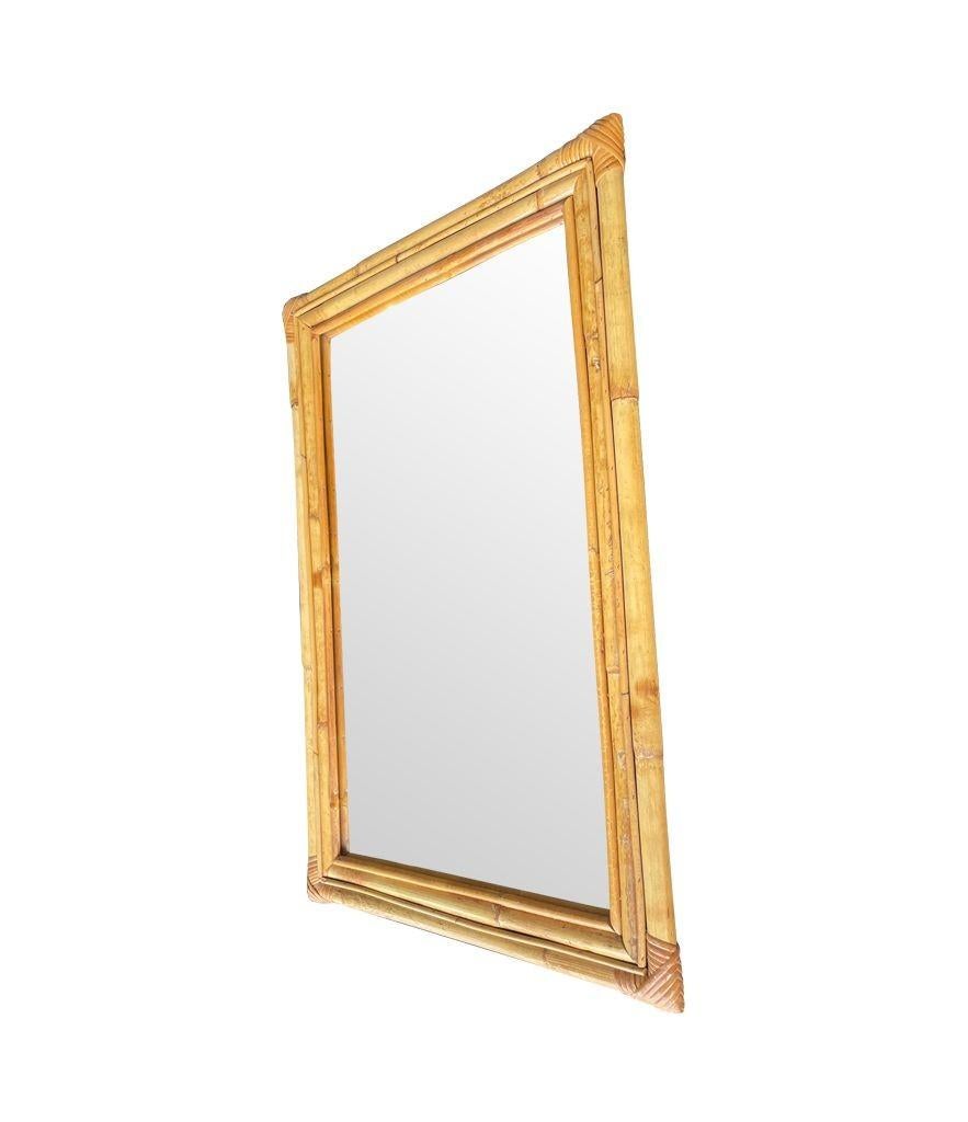 Late 20th Century Large French 1970s Bamboo Framed Mirror