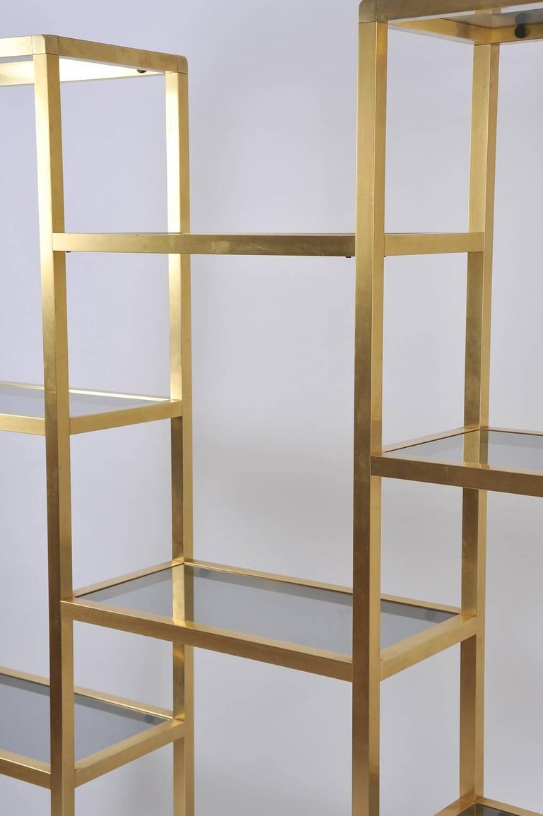 Large French 1970s Brass Bookcase or Etagere at 1stdibs