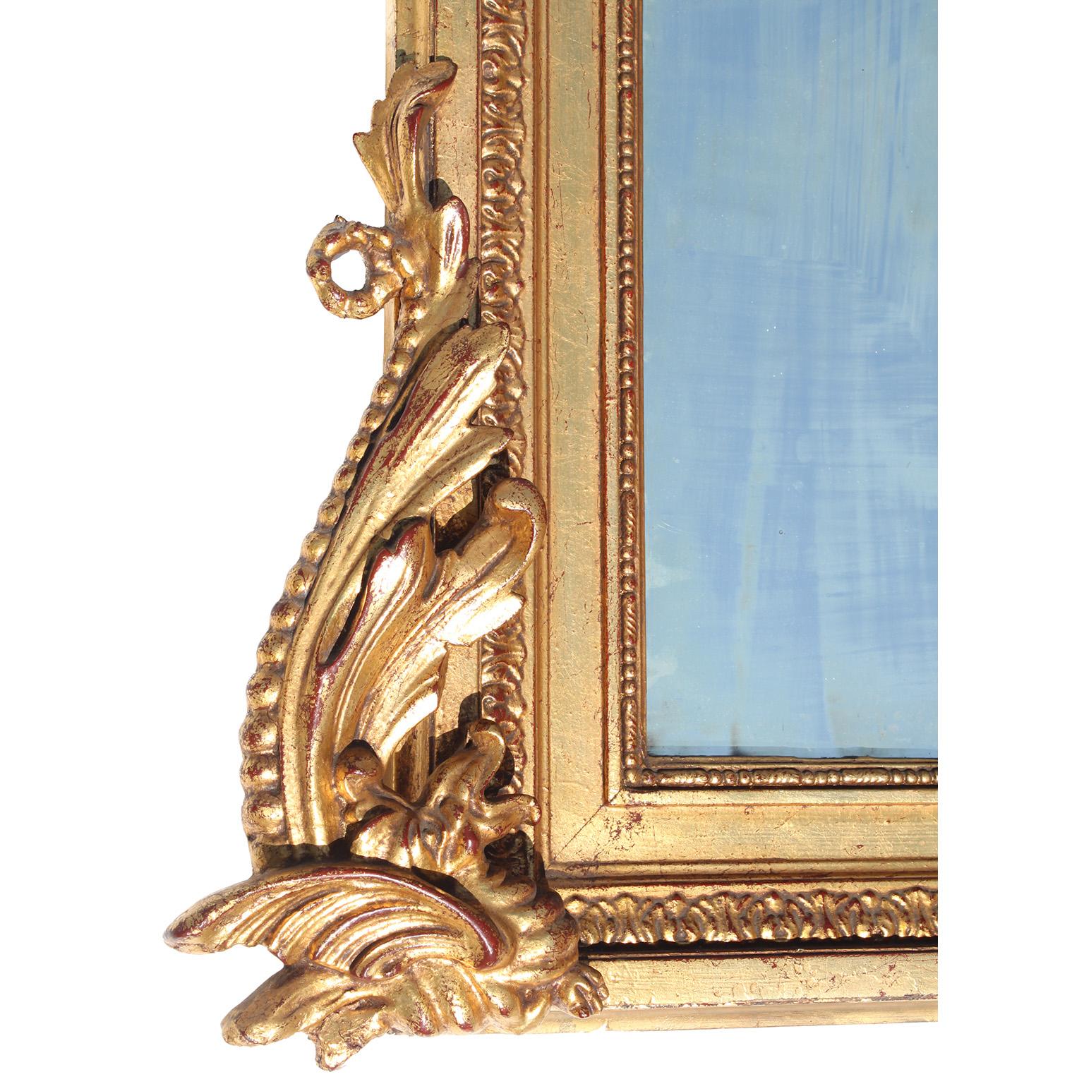 Inizio XX secolo Grande specchio francese del XIX-XX secolo in stile Luigi XVI in legno dorato e gesso intagliato in vendita