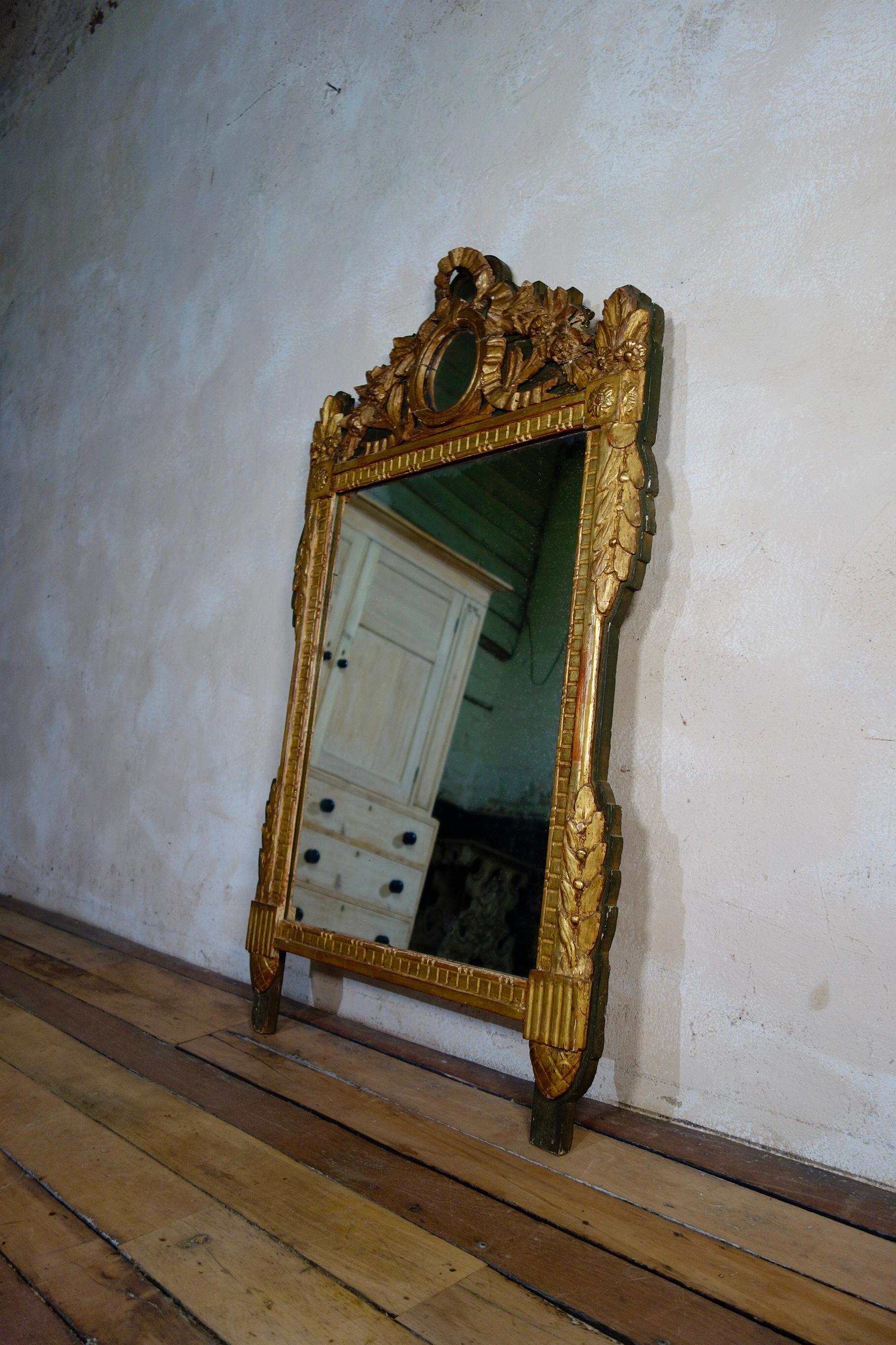 Large French late 18th Century Louis XVI Giltwood Wall Mirror, Overmantel 9