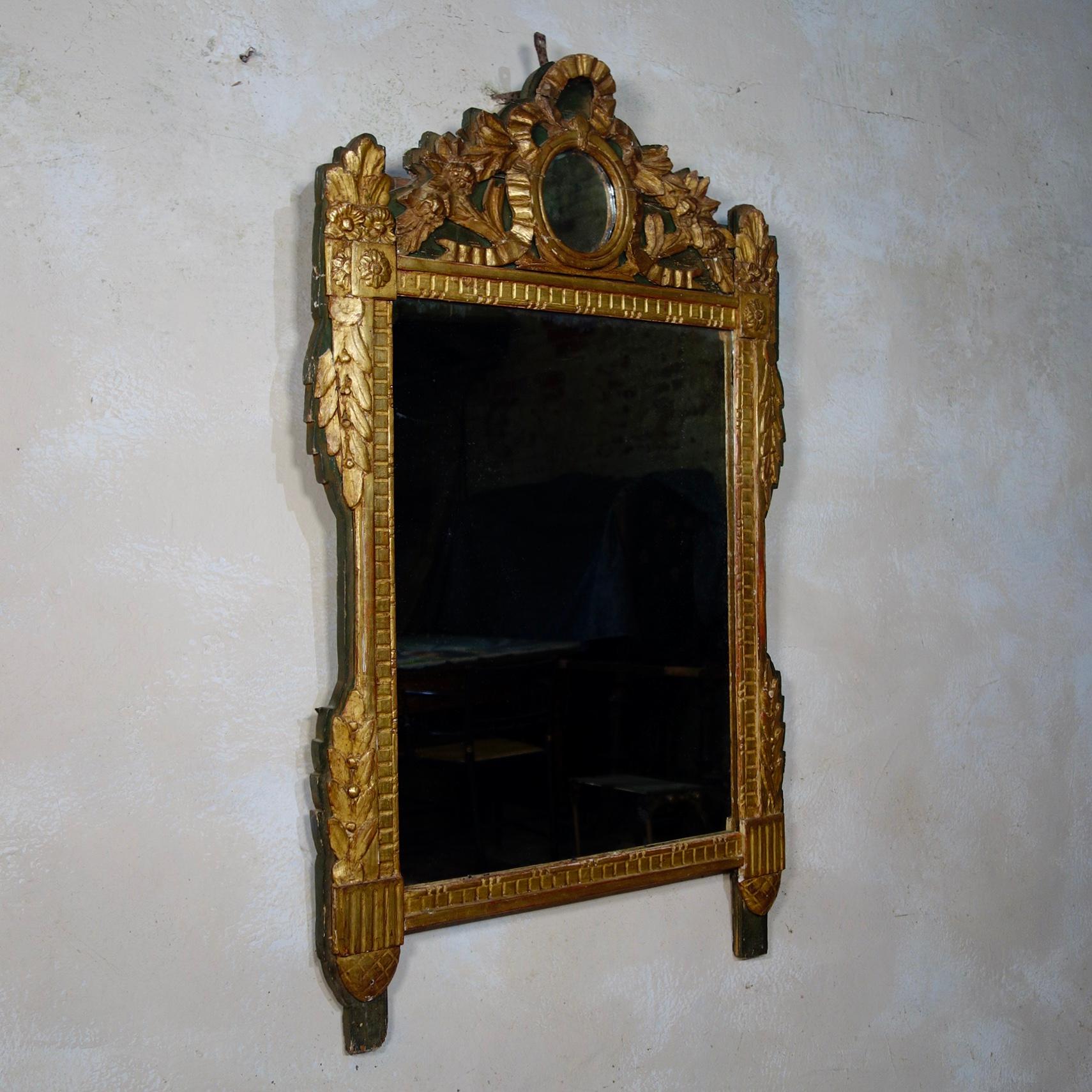 Large French late 18th Century Louis XVI Giltwood Wall Mirror, Overmantel 3