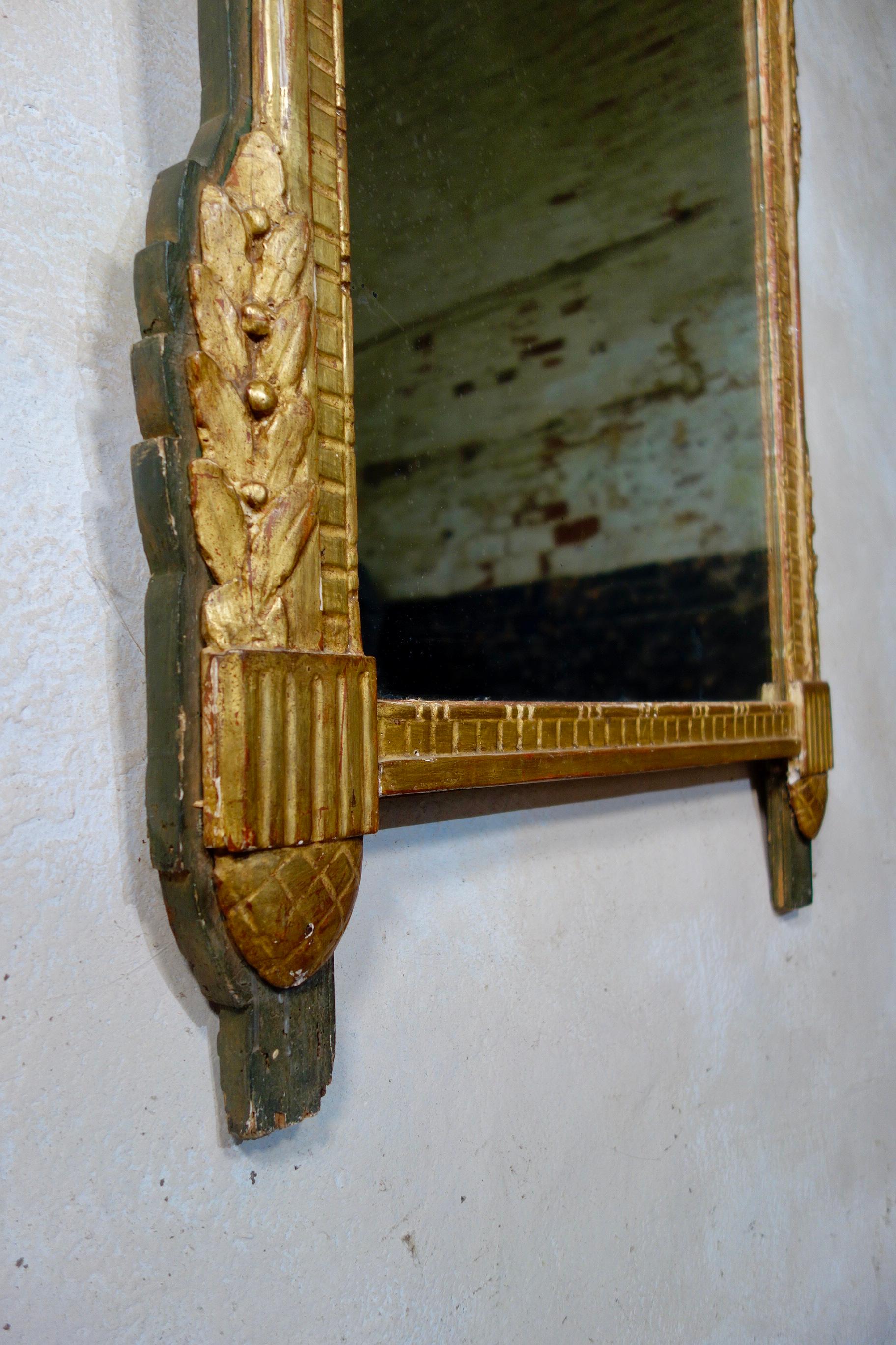 Large French late 18th Century Louis XVI Giltwood Wall Mirror, Overmantel 4