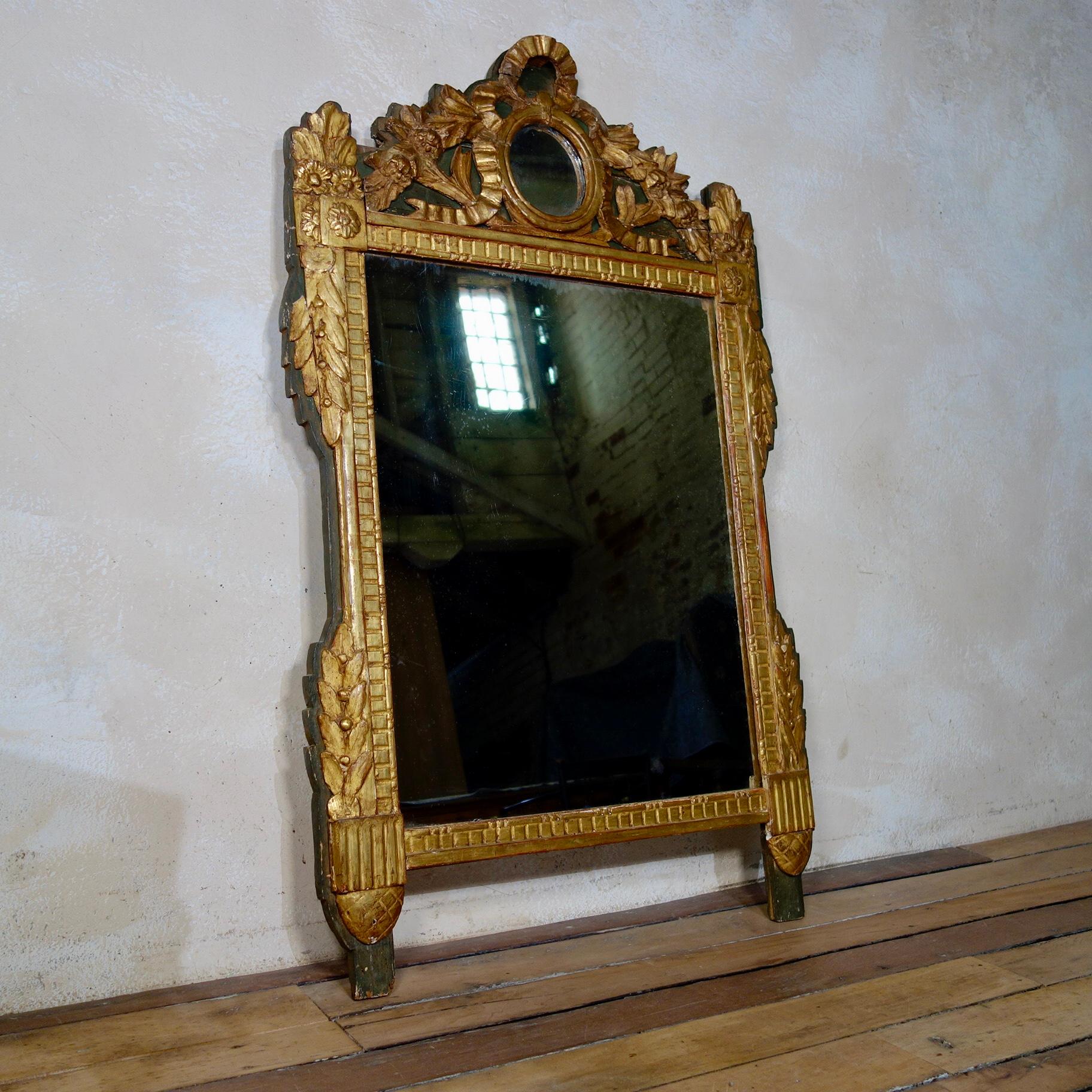 Large French late 18th Century Louis XVI Giltwood Wall Mirror, Overmantel 6
