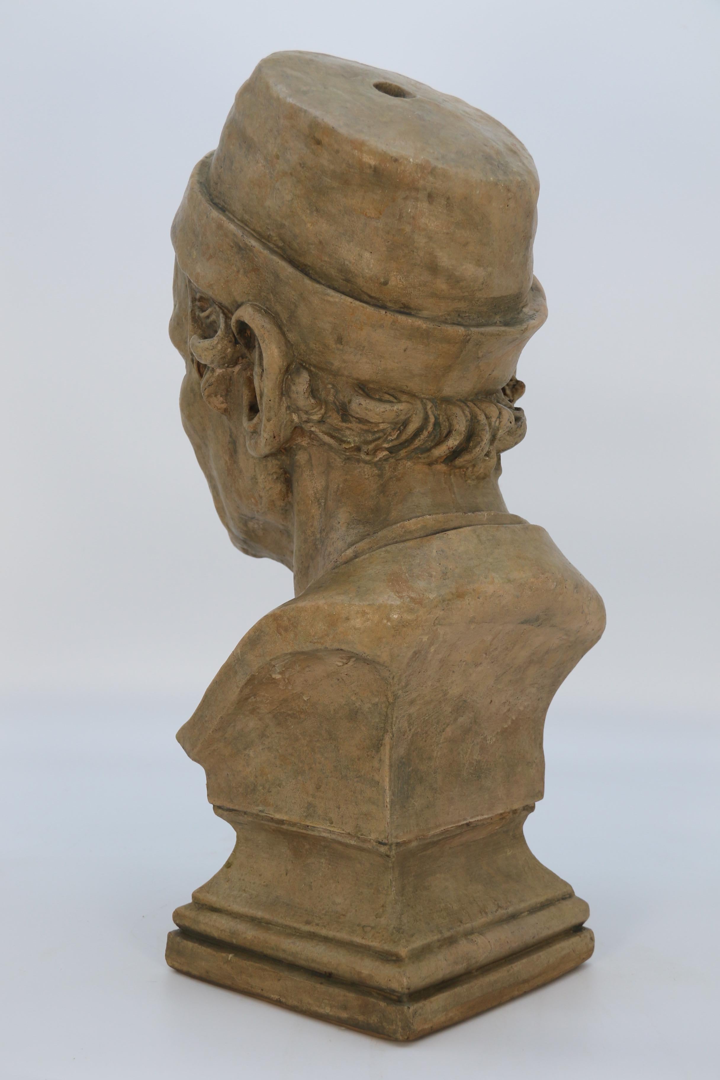 A large French 19th century simulated stone plaster bust of a medieval man C1860 For Sale 1