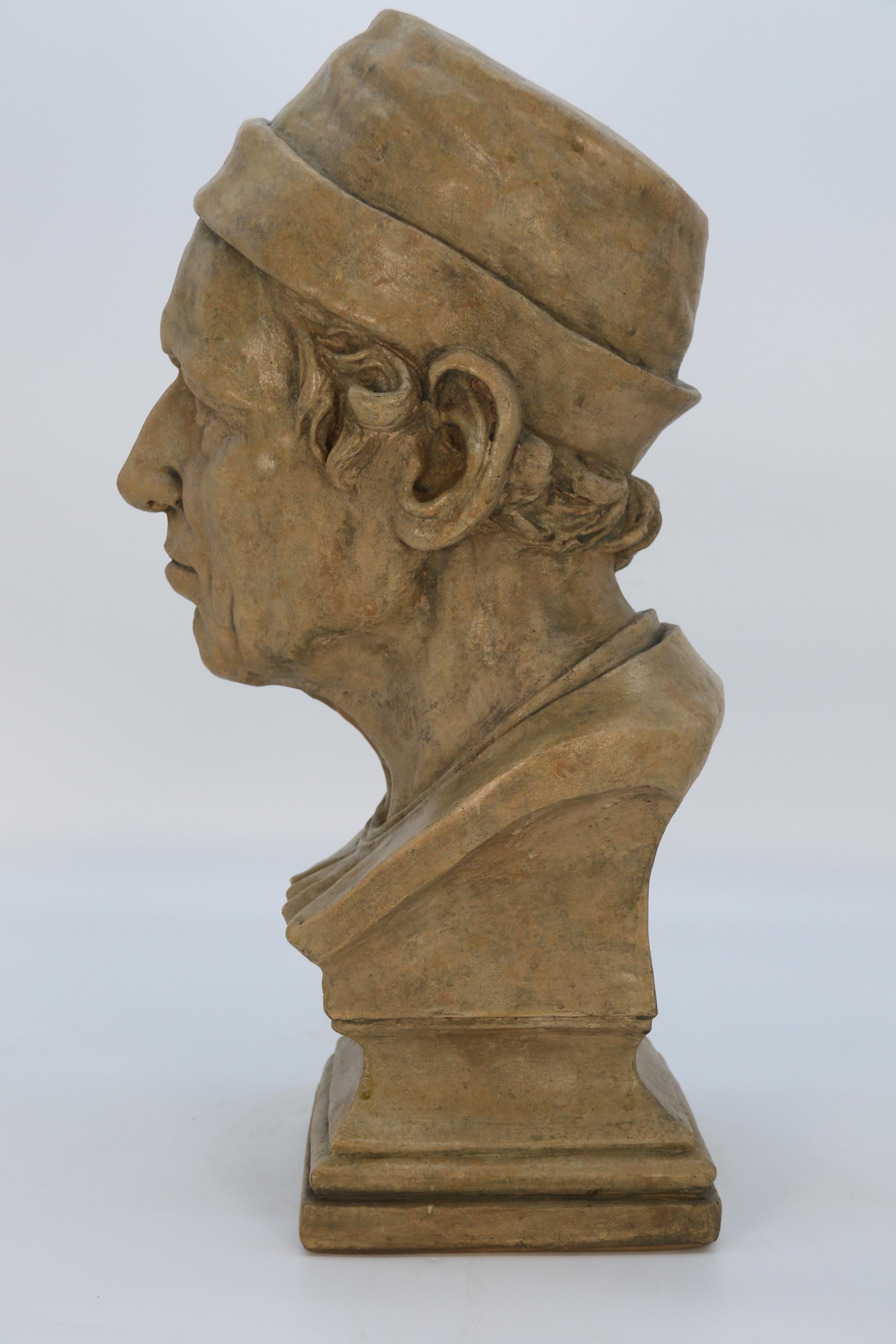 A large French 19th century simulated stone plaster bust of a medieval man C1860 For Sale 2