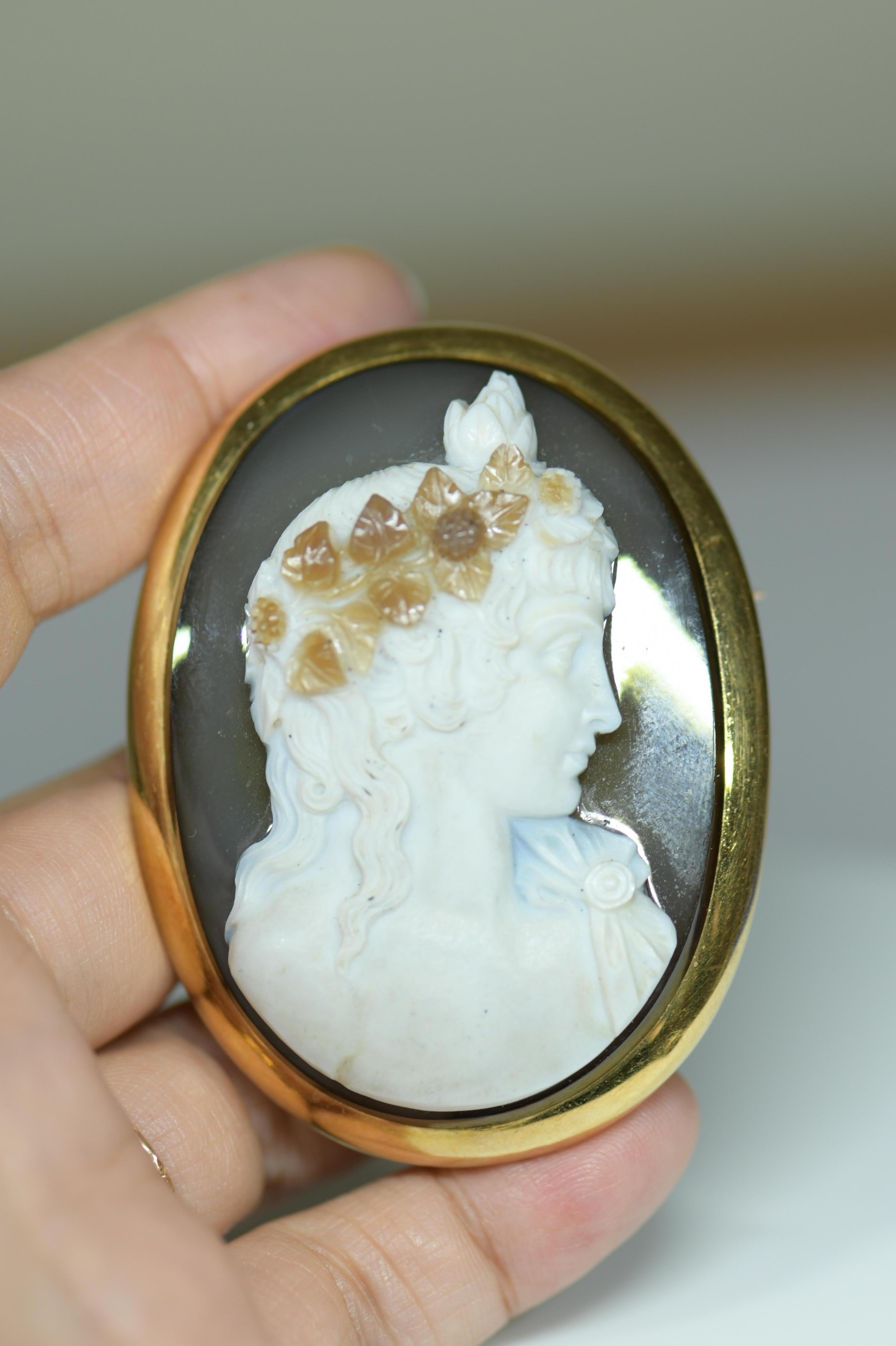 large antique cameo brooch