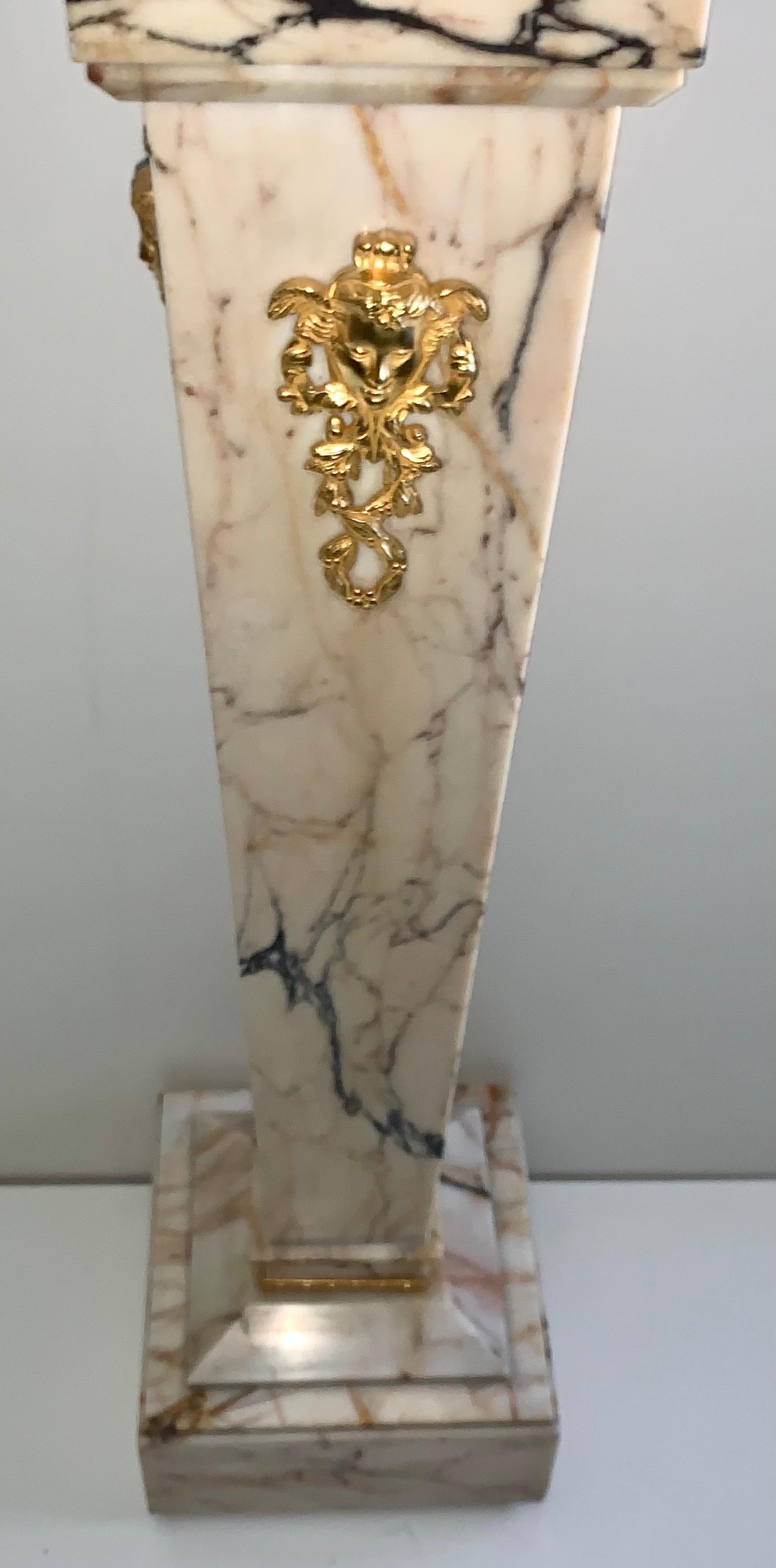 Large French Antique Gilt Bronze Mounted Rotating Marble Pedestal / Stand For Sale 5