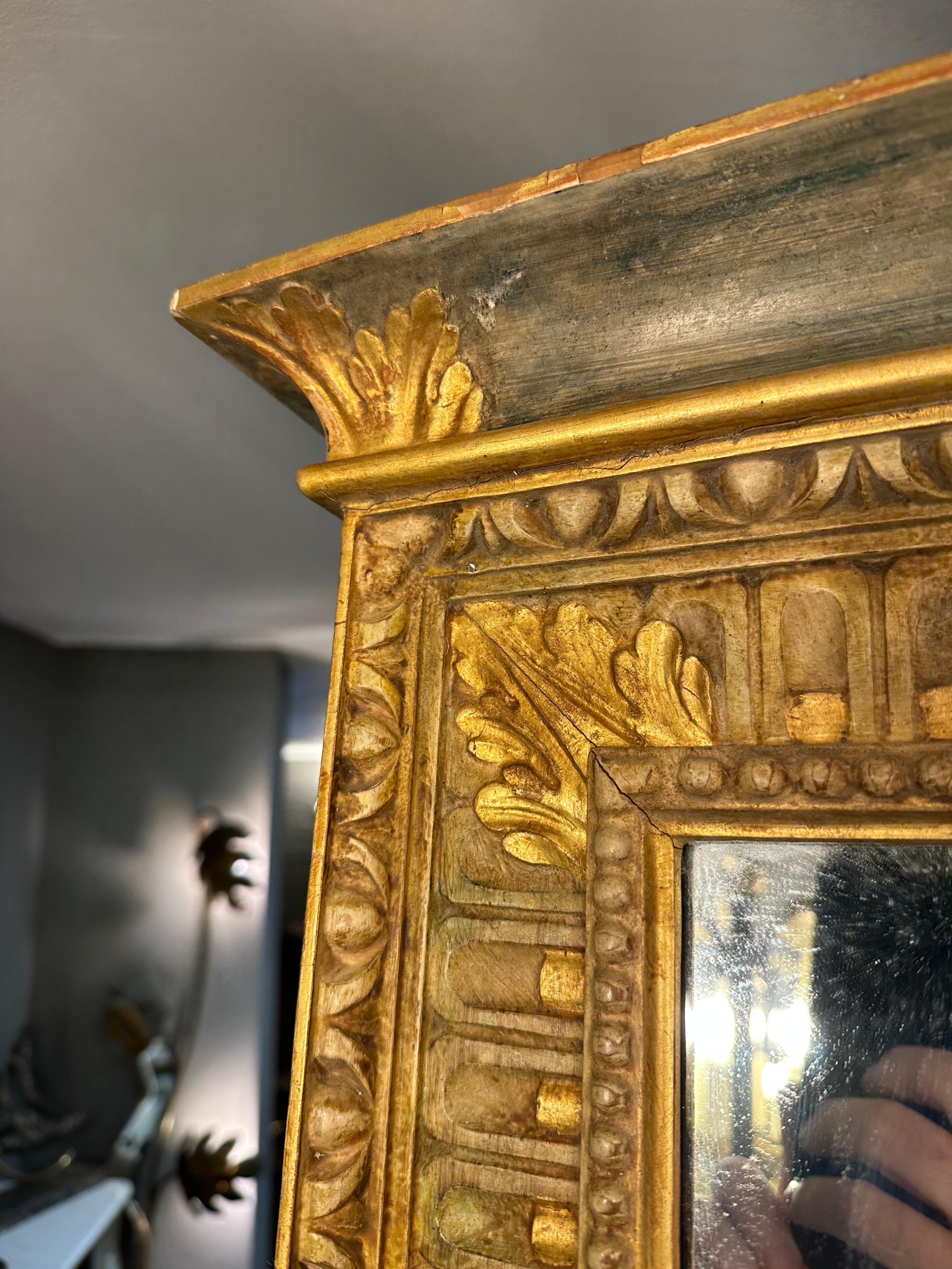 A large French Antique Panelled Gold Gilt Mirror In The Empire Style  6
