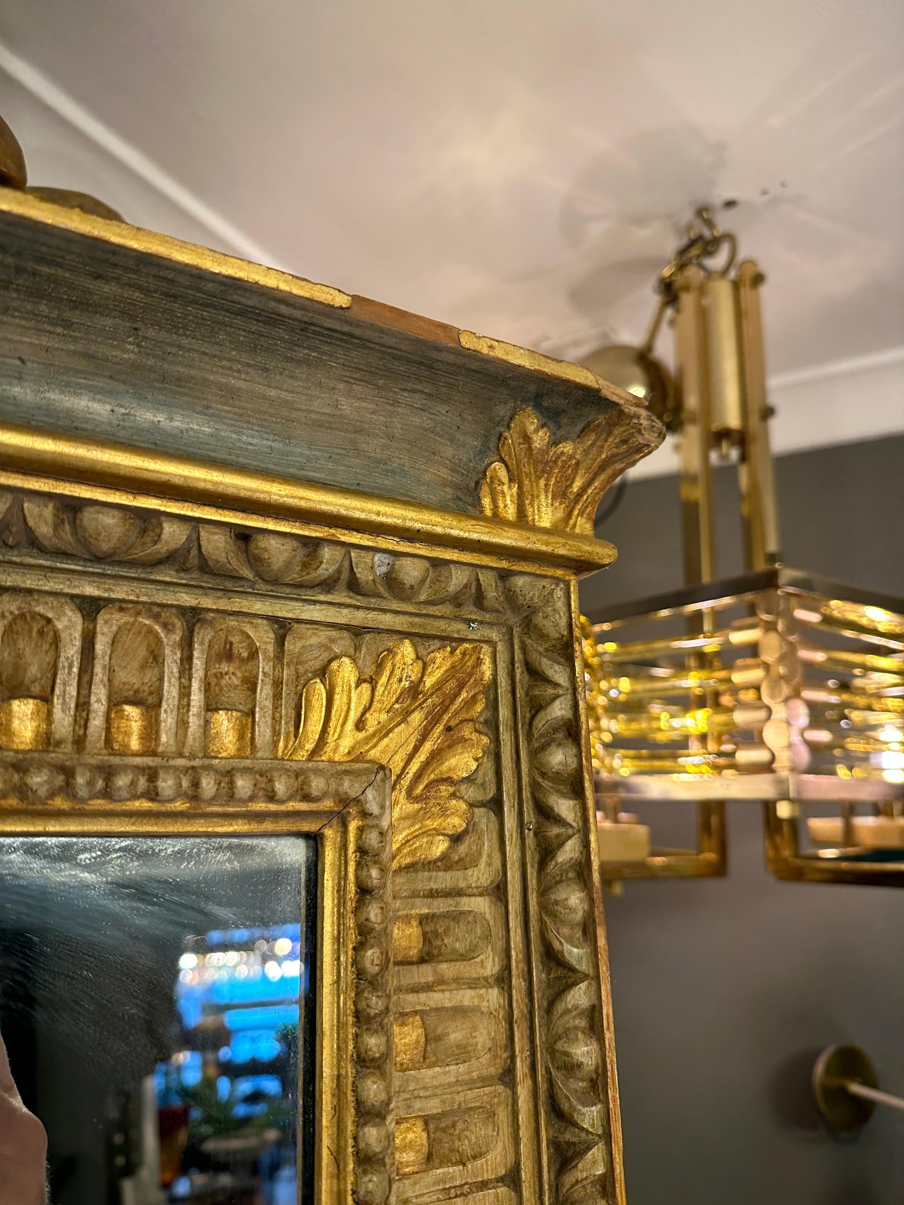 A large French Antique Panelled Gold Gilt Mirror In The Empire Style  2