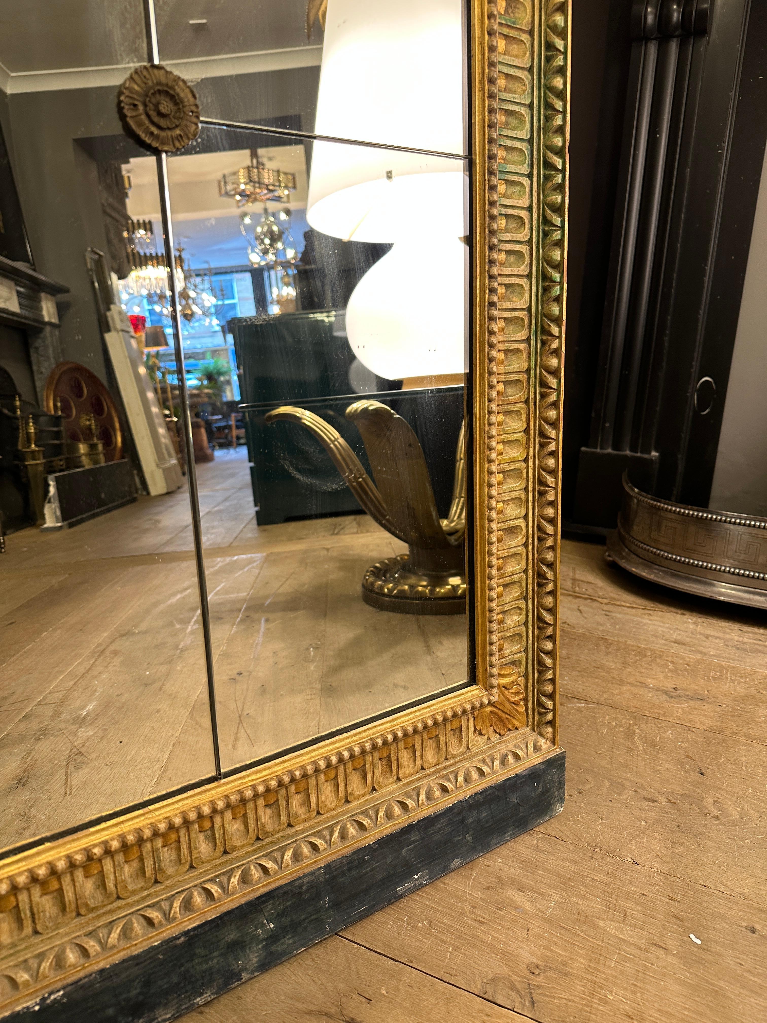 A large French Antique Panelled Gold Gilt Mirror In The Empire Style  3