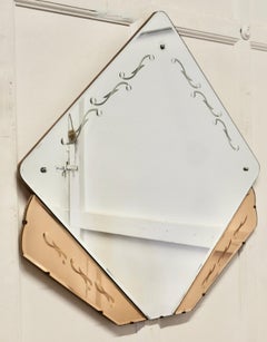 A Large French Art Deco Etched Wall Mirror This is a very unusual piece