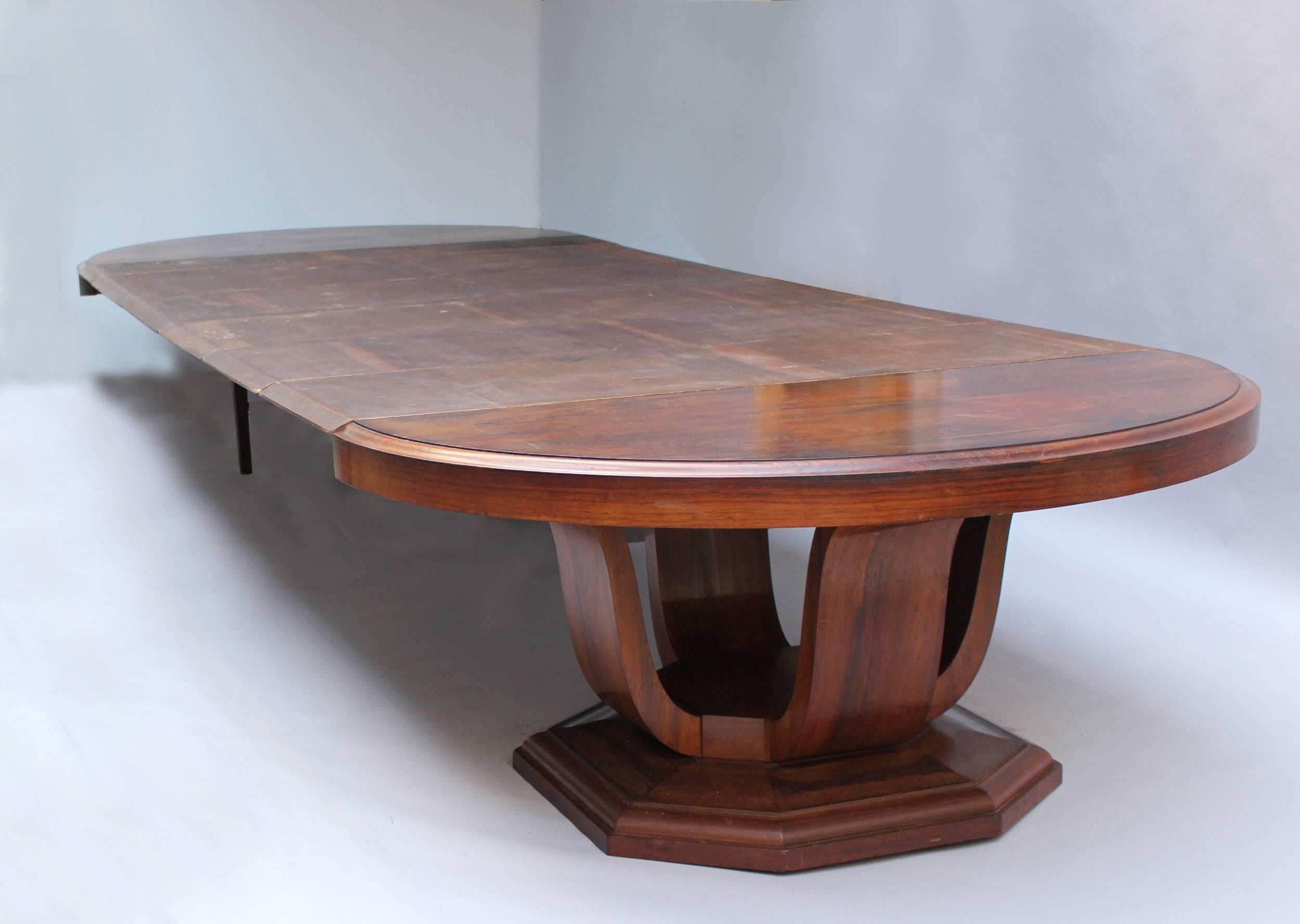 Large Fine French Art Deco Extendable Oval Dining Table by Georges Renouvin For Sale 3