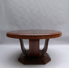 Large Fine French Art Deco Extendable Oval Dining Table by Georges Renouvin