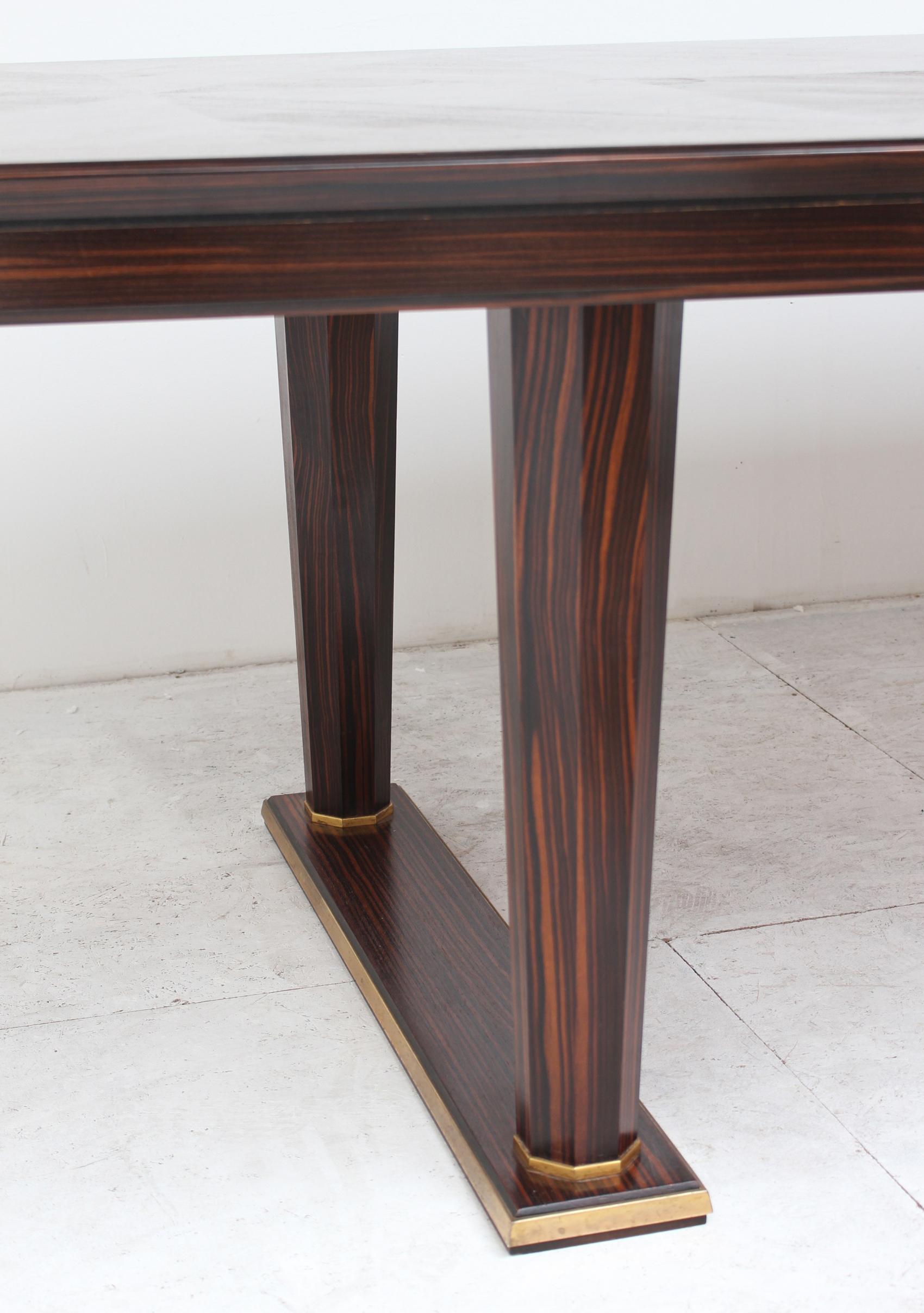 Large French Art Deco Macassar Ebony Table by Dominique 2