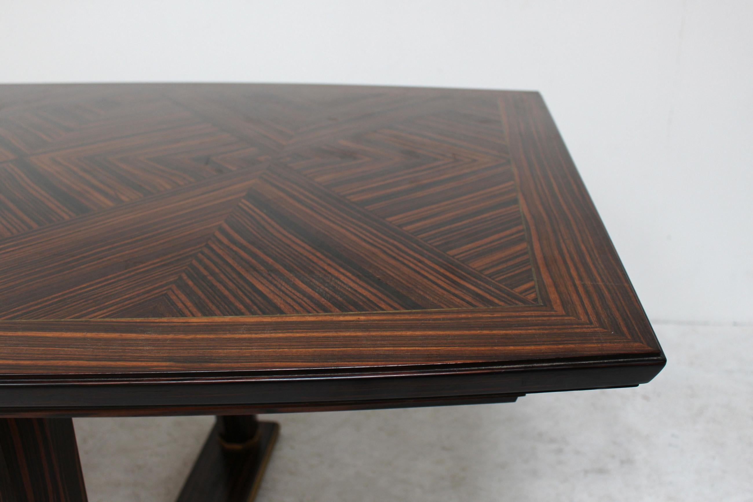 Large French Art Deco Macassar Ebony Table by Dominique 4