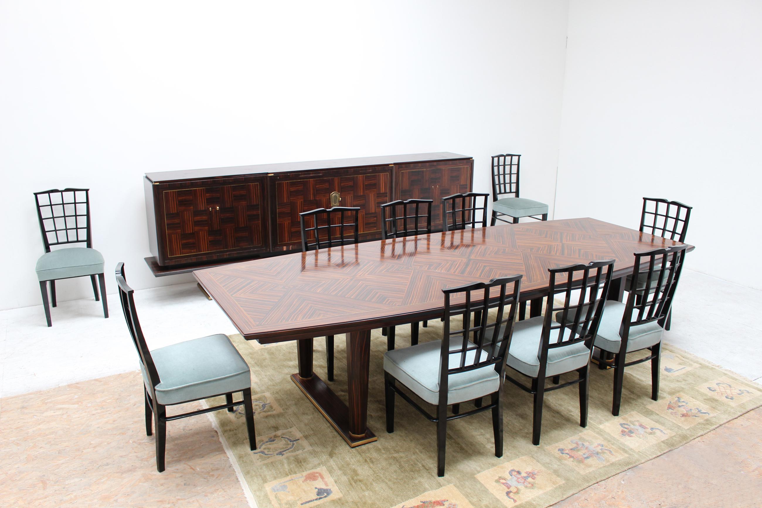 Großer französischer Art-déco-Tisch aus Makassar-Ebenholz von Dominique 5