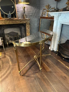 A Large French Brass Demi-Lune Console Table